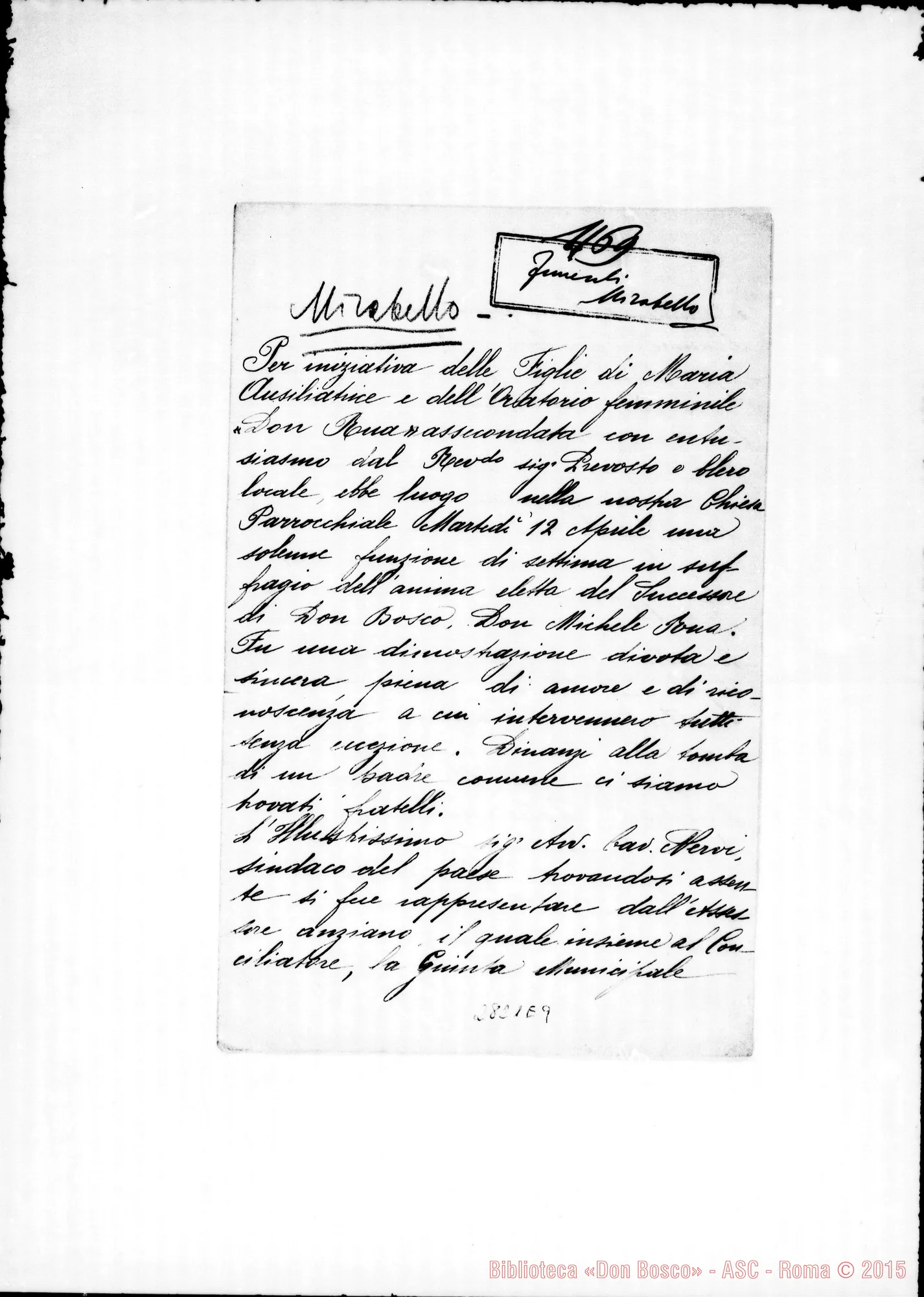 Fotogramma E 9 — Mirabello: manoscritto senza firma