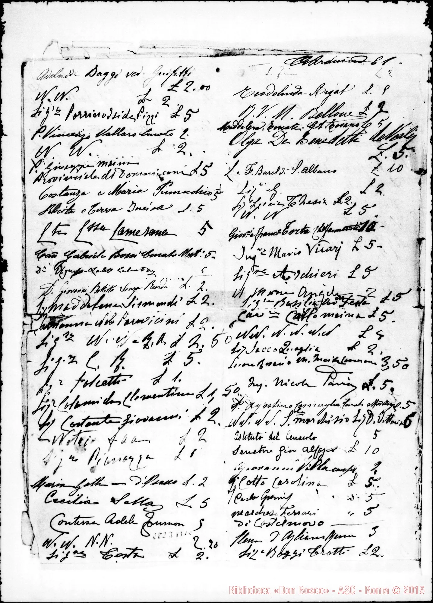 Fotogramma B 10 — Sottoscrizione per la tomba di D. Rua. 1911
