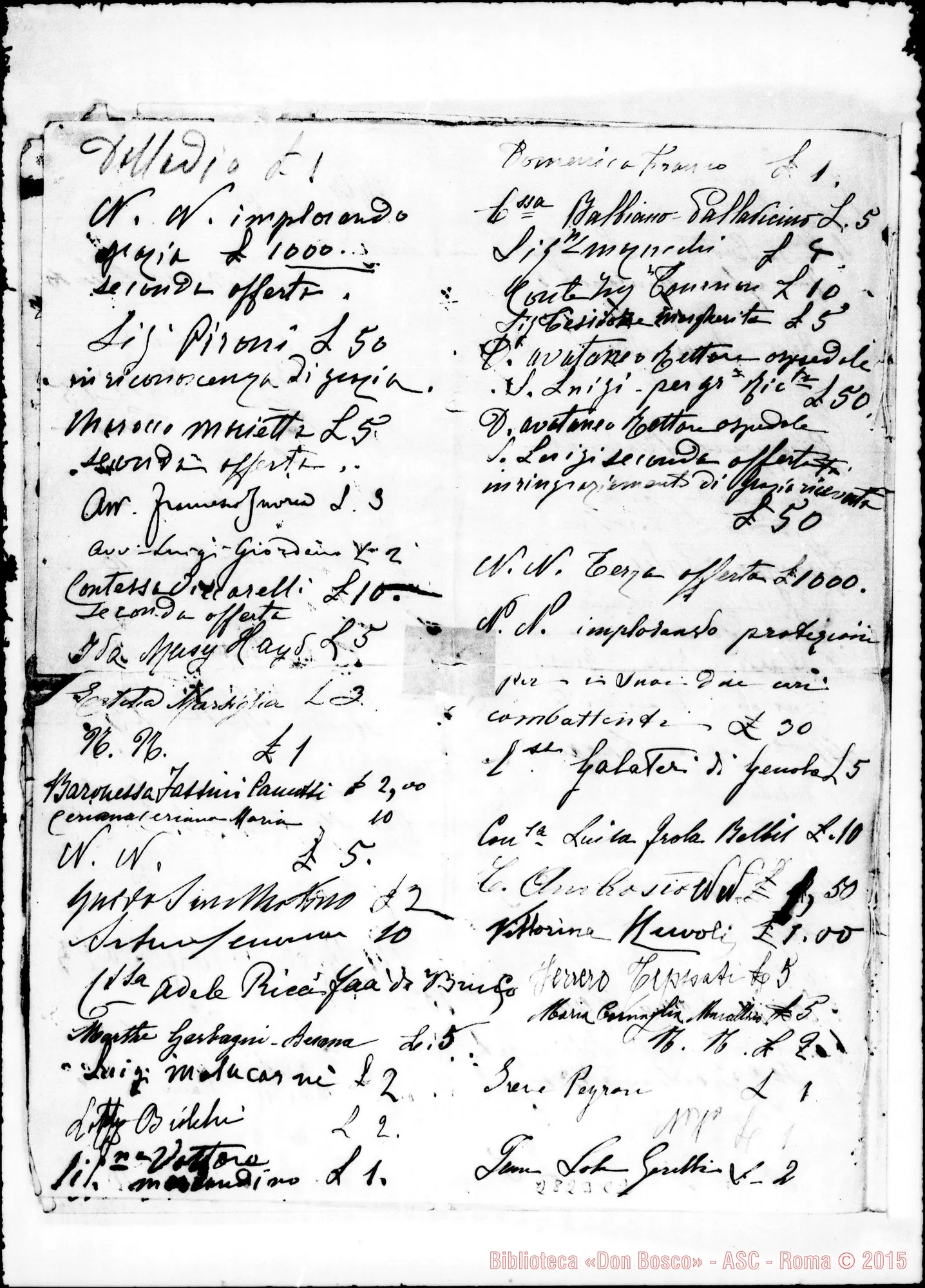 Fotogramma C 2 — Sottoscrizione per la tomba di D. Rua. 1911