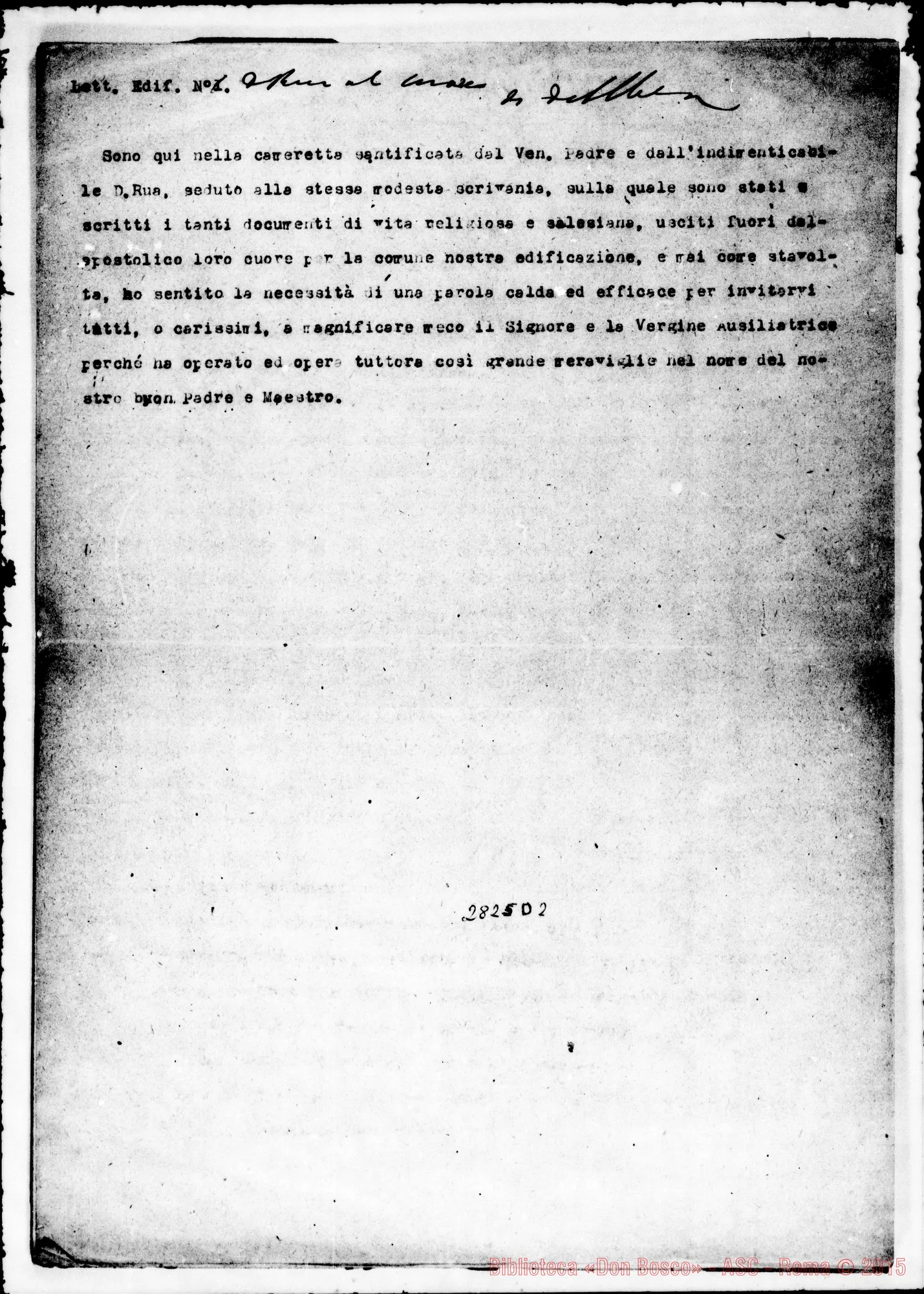 Fotogramma D 2 — Spigolatura dalle lettere di D. Albera