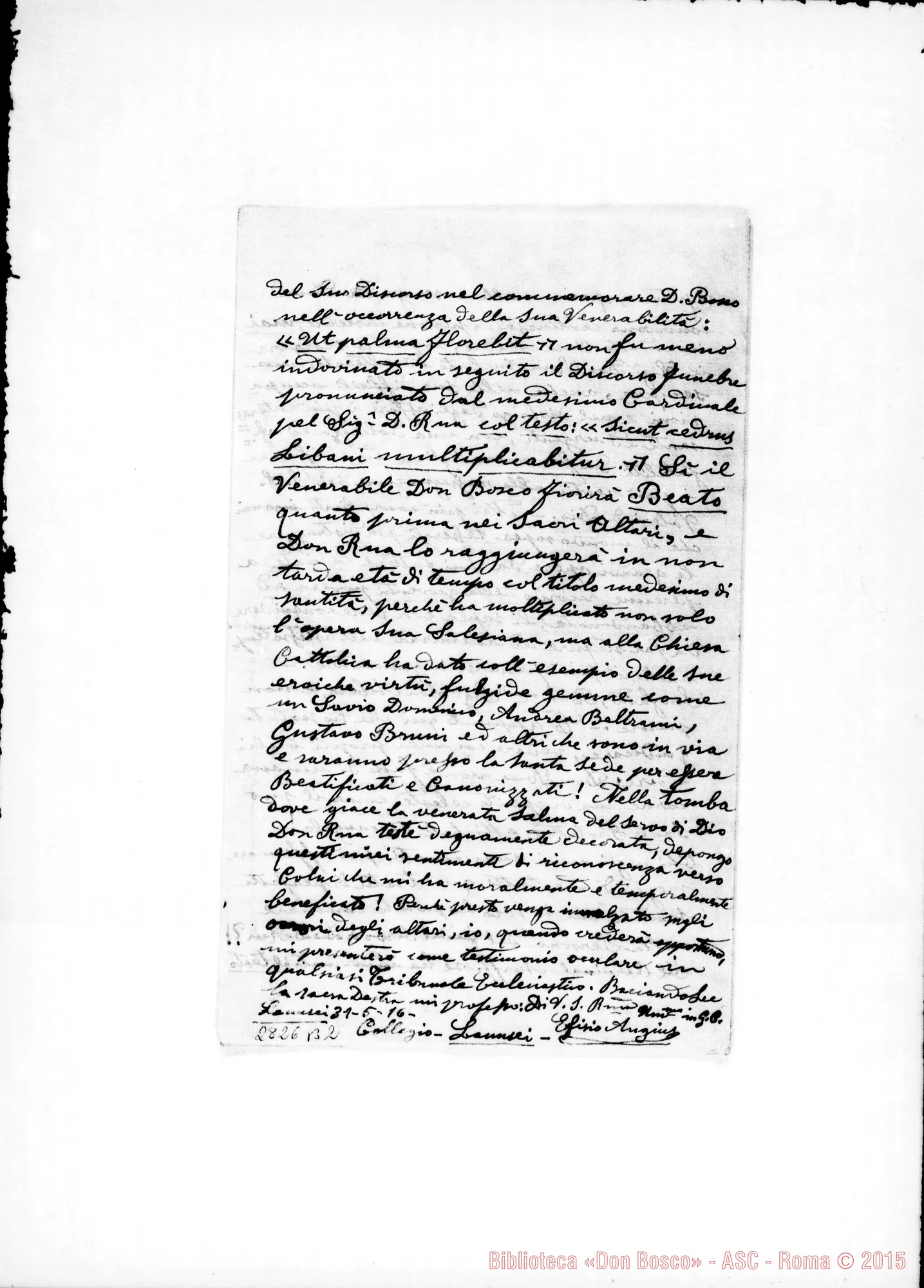 Fotogramma B 2 — Angius Efisio, SDB: Lettera A D. Albera, il 31-05-1916, da Lanusei