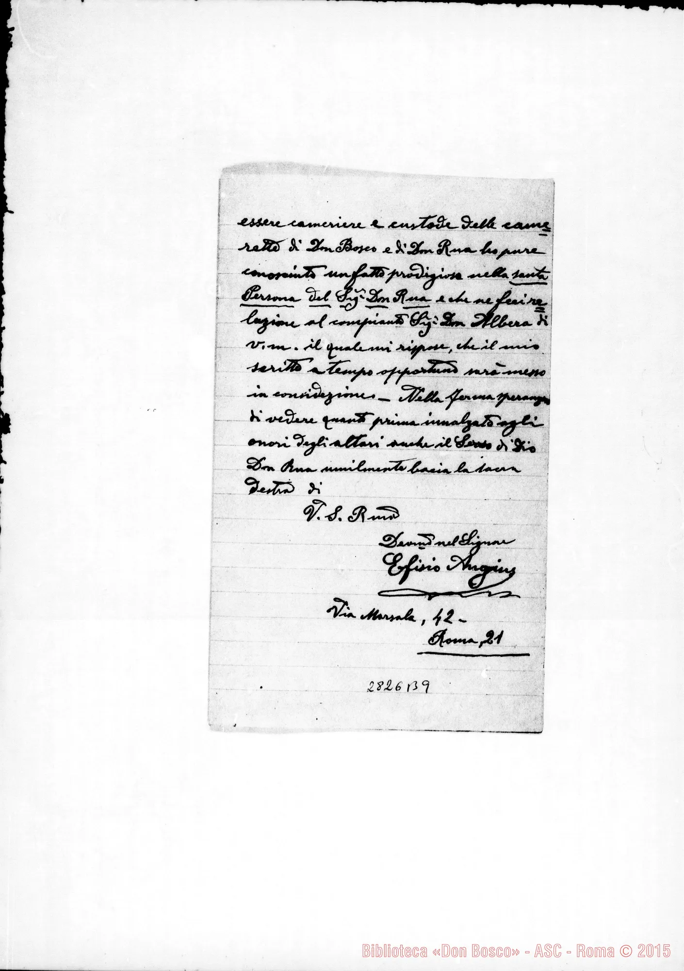 Fotogramma B 9 — Lettera A D. Rinaldi. Roma, 13-07-1926