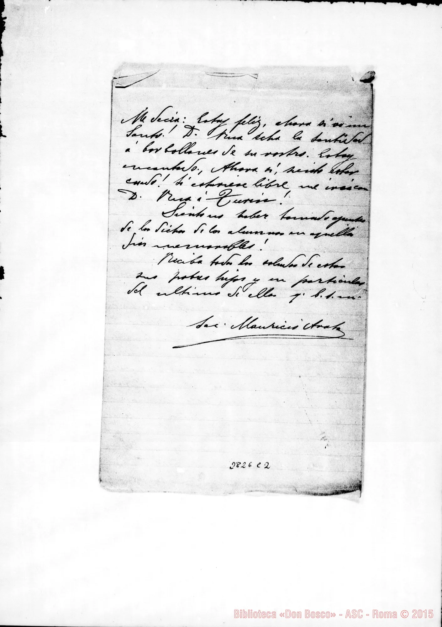 Fotogramma C 2 — Arata Maurizio, SDB: Lettera A D. Filippo Rinaldi. Mosquera, 12-08-1910