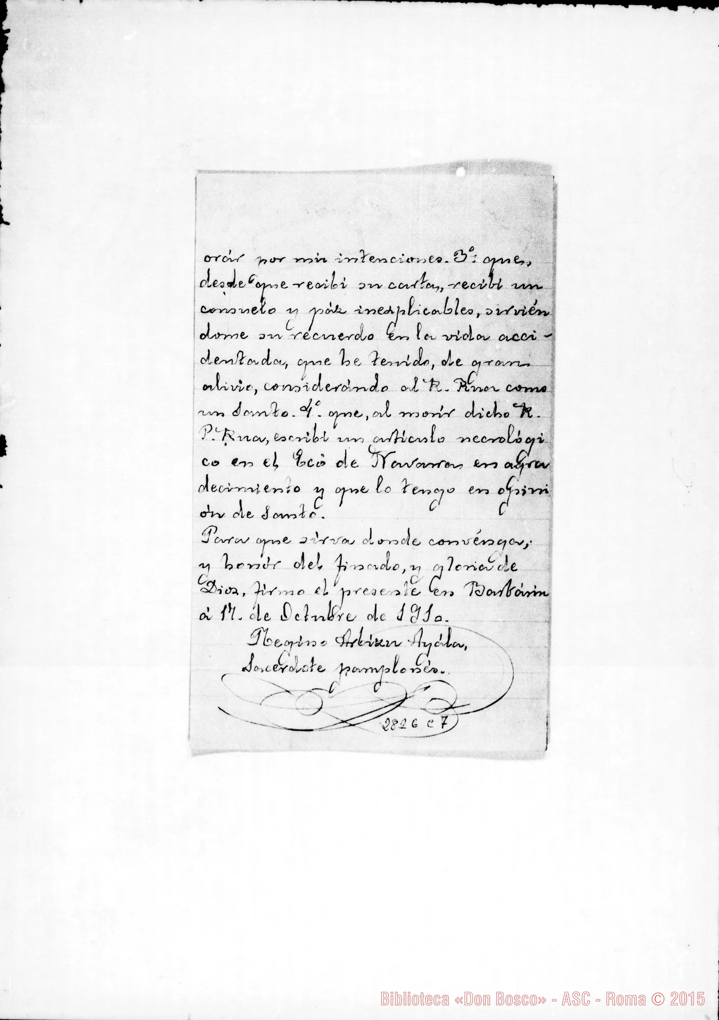 Fotogramma C 7 — Arbizu Ayala Regino, parroco: Testimonianza su D. Rua
