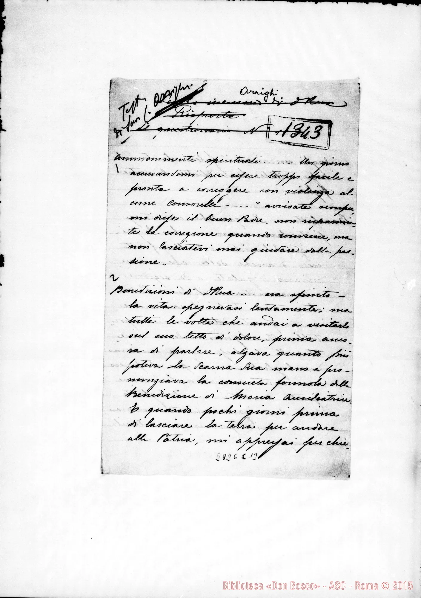Fotogramma C 12 — Arrighi, suora: Risposta A questionario