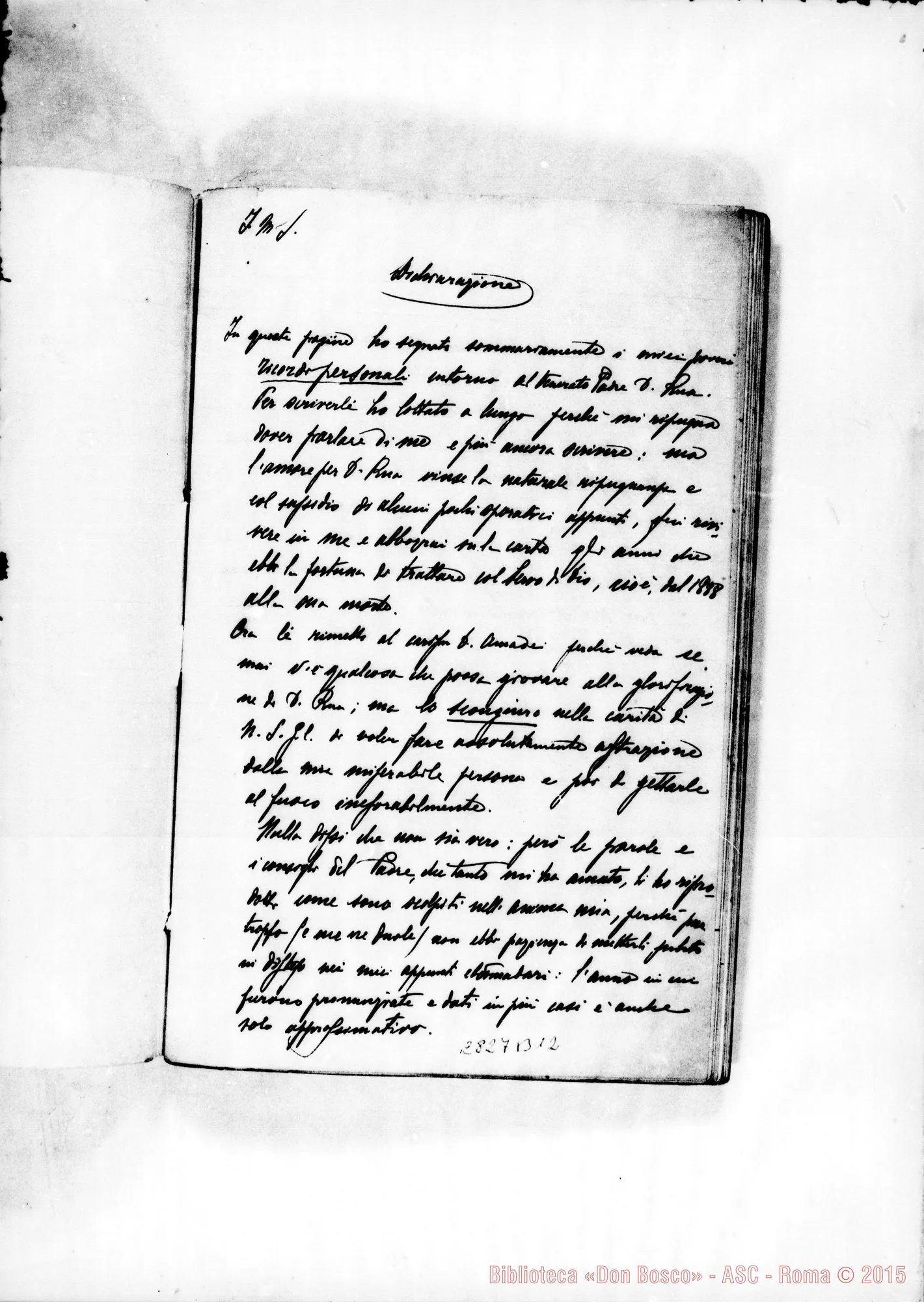 Fotogramma B 12 — Anzini Abbondio, SDB: Per la memoria di D. Rua. Vol.I