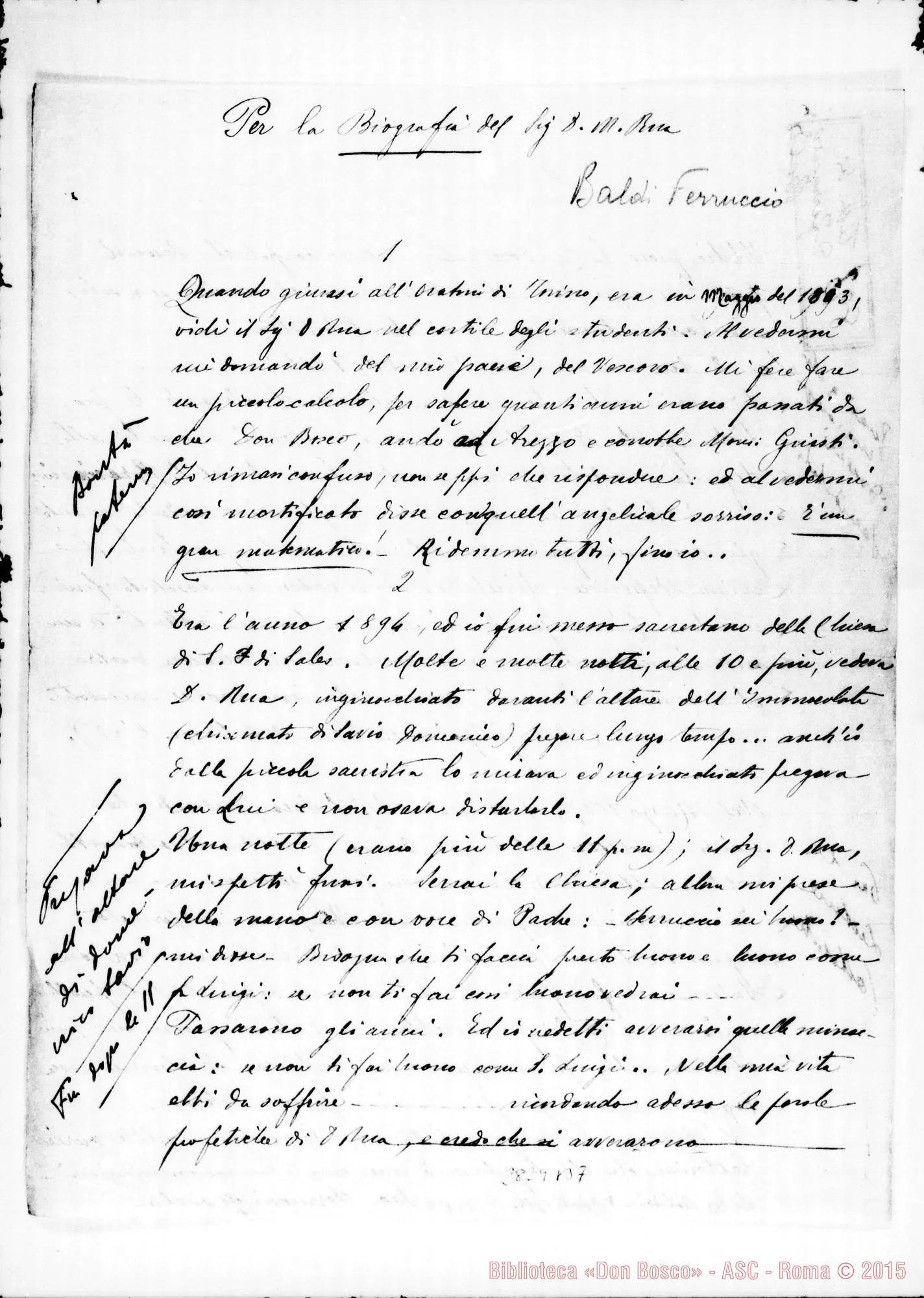 Fotogramma B 7 — Baldi Ferruccio, SDB: Per la Biografia del Sig. D. Rua