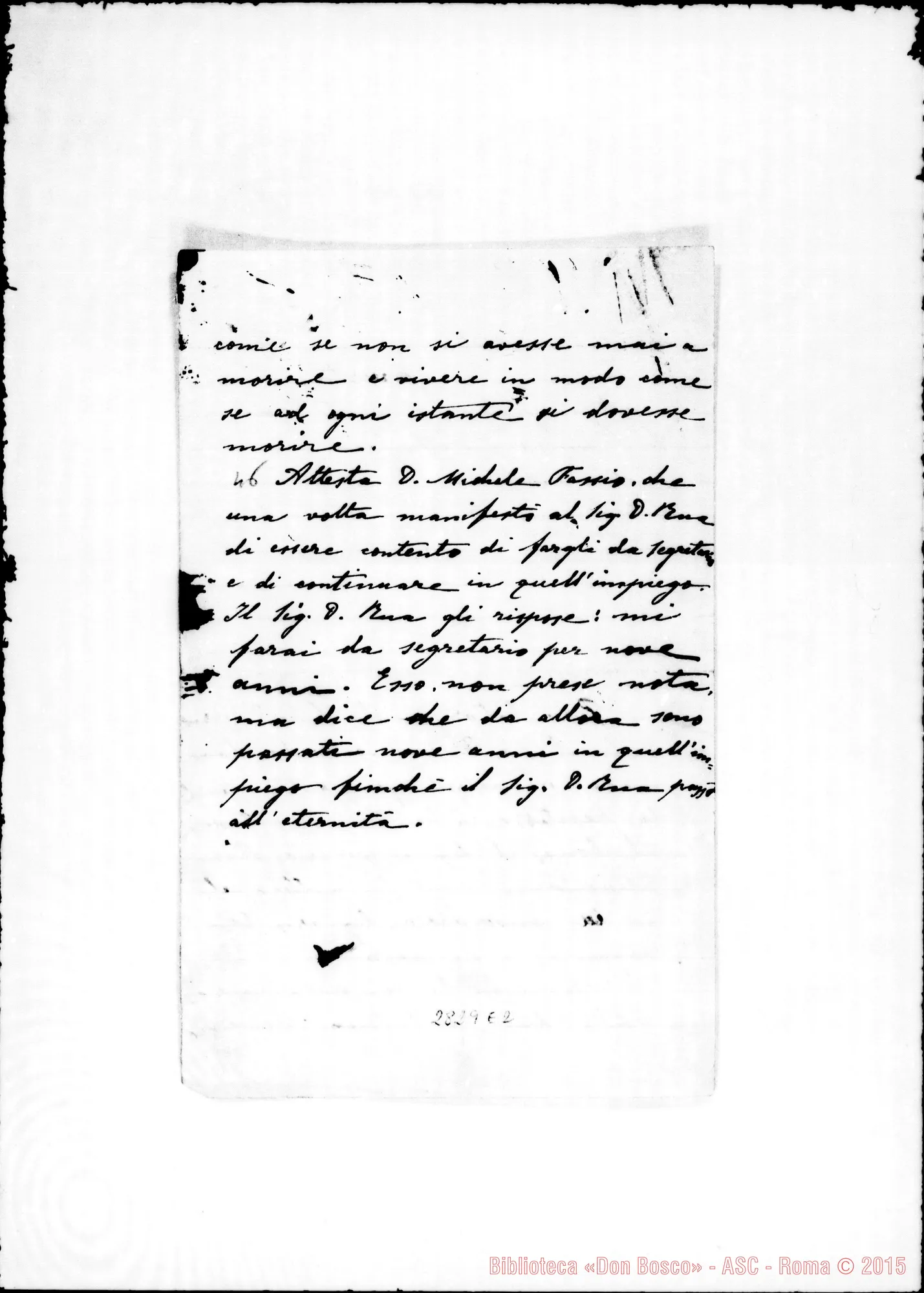 Fotogramma E 2 — Balestra Giuseppe, SDB: Per la memoria di D. Rua