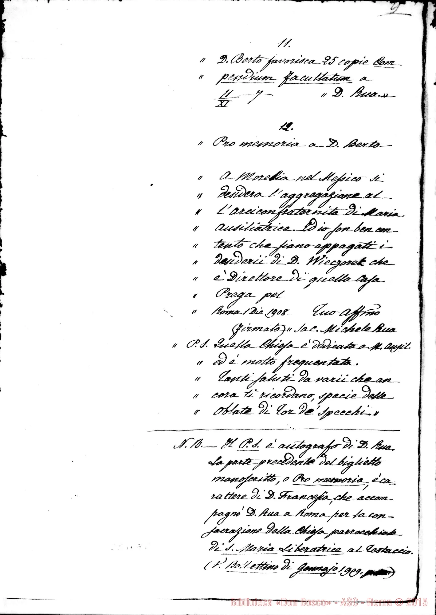 Fotogramma A 2 — Berto Gioachino, SDB: Notizie su D. Rua