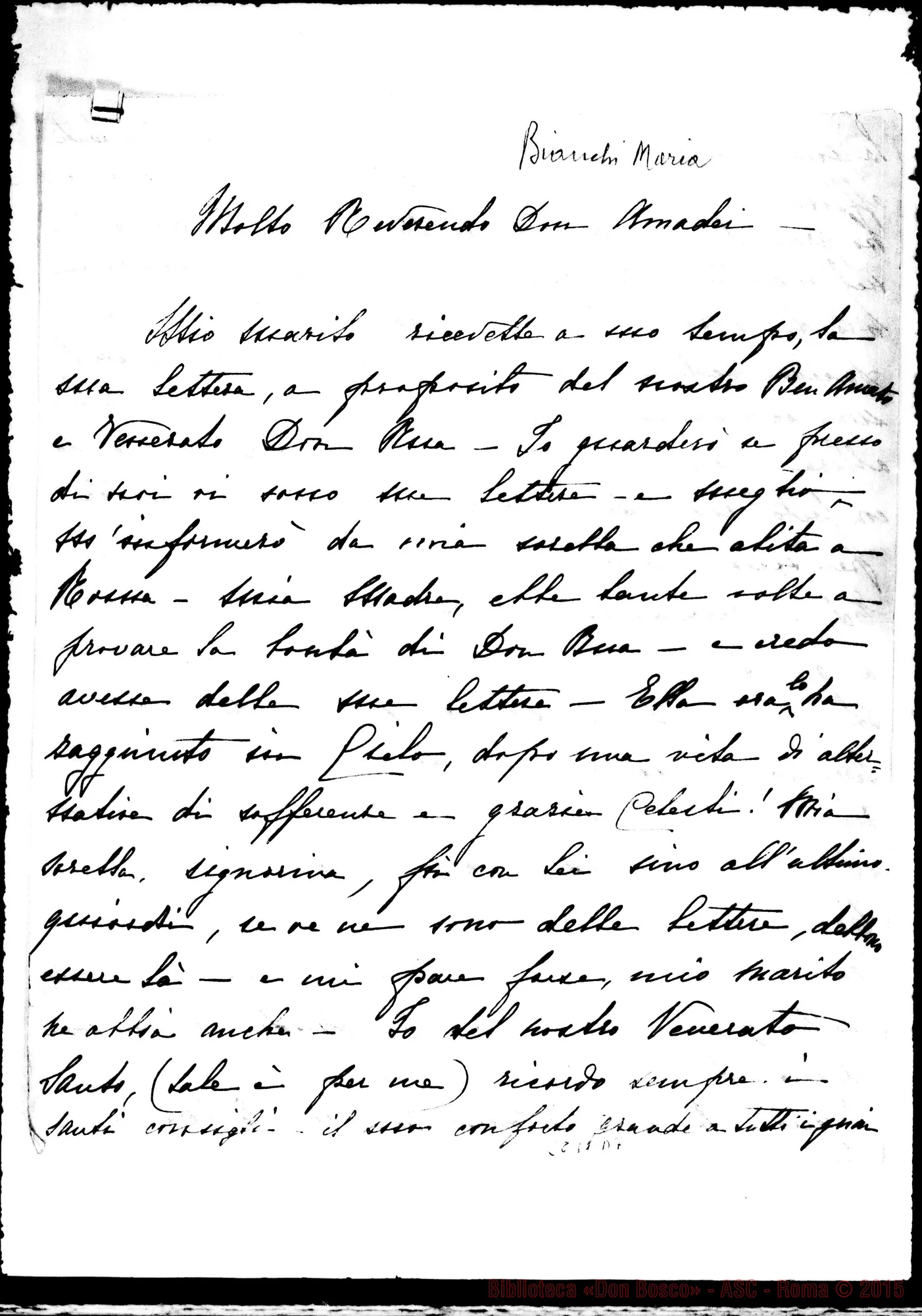 Fotogramma D 7 — Bianchi Maria: Lettera A D. Amadei, il 10-03-1928