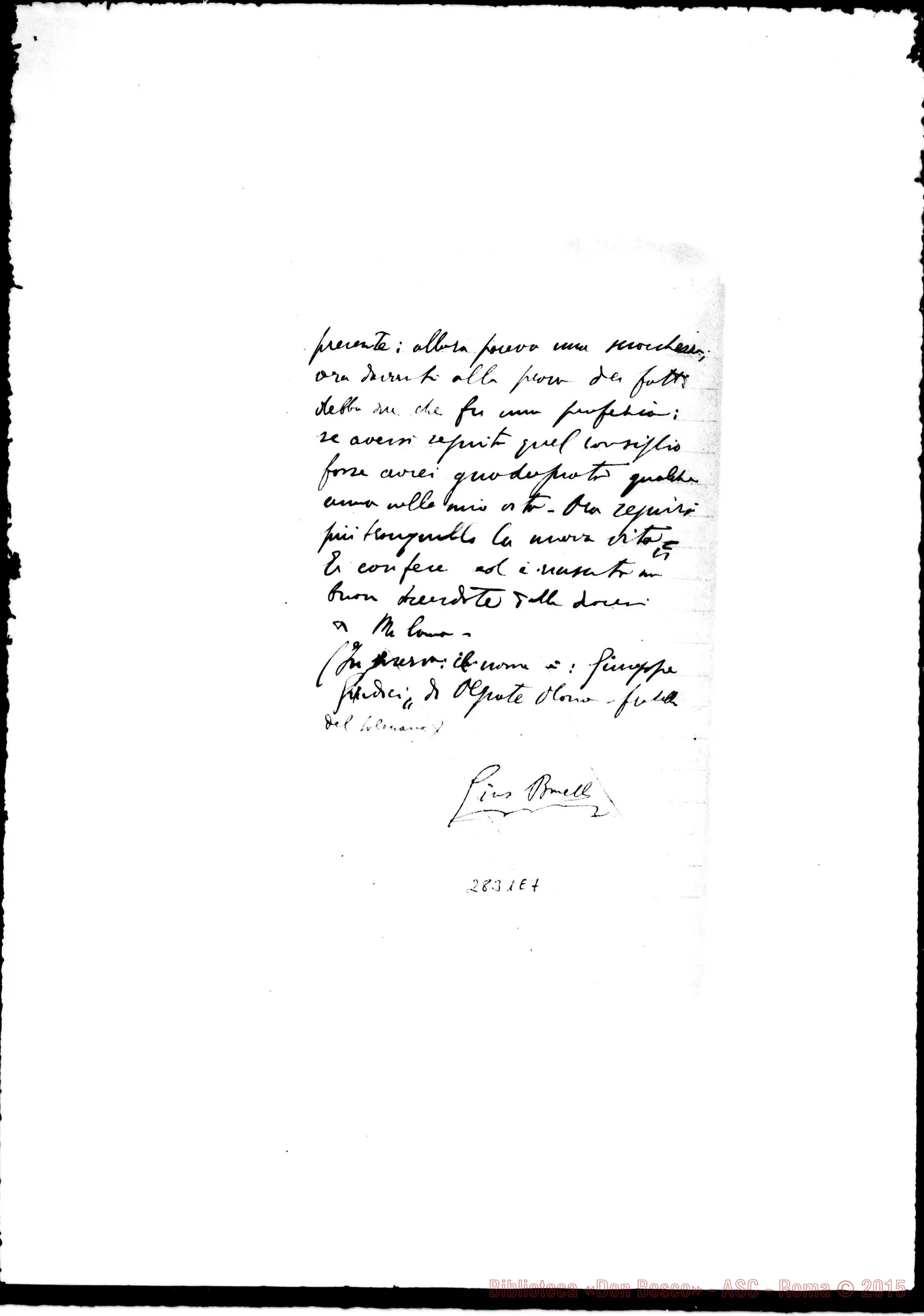 Fotogramma E 7 — Binelli D. Giuseppe: Per la vita di D. Rua