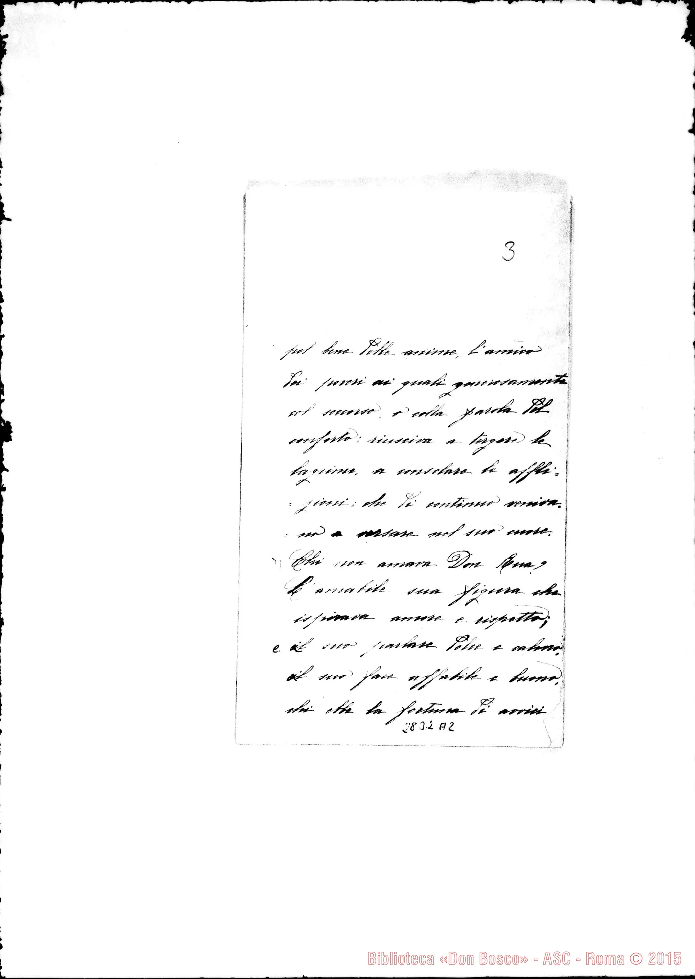 Fotogramma A 2 — Bianco Delfina, cooperatrice: «A pio ricordo del compianto D. Rua»
