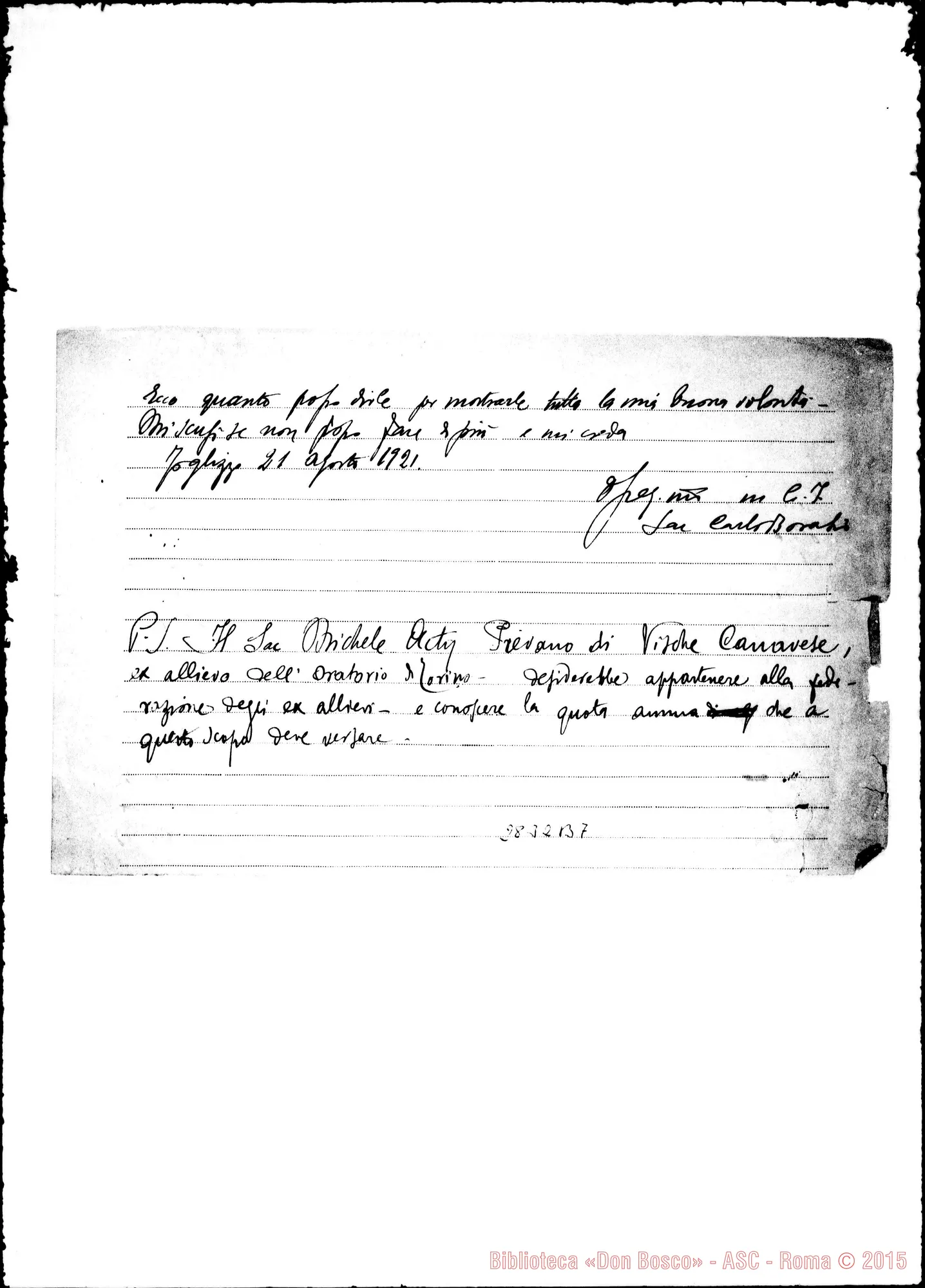 Fotogramma B 7 — Borasio Carlo, sac.: Lettera A D. Amadei