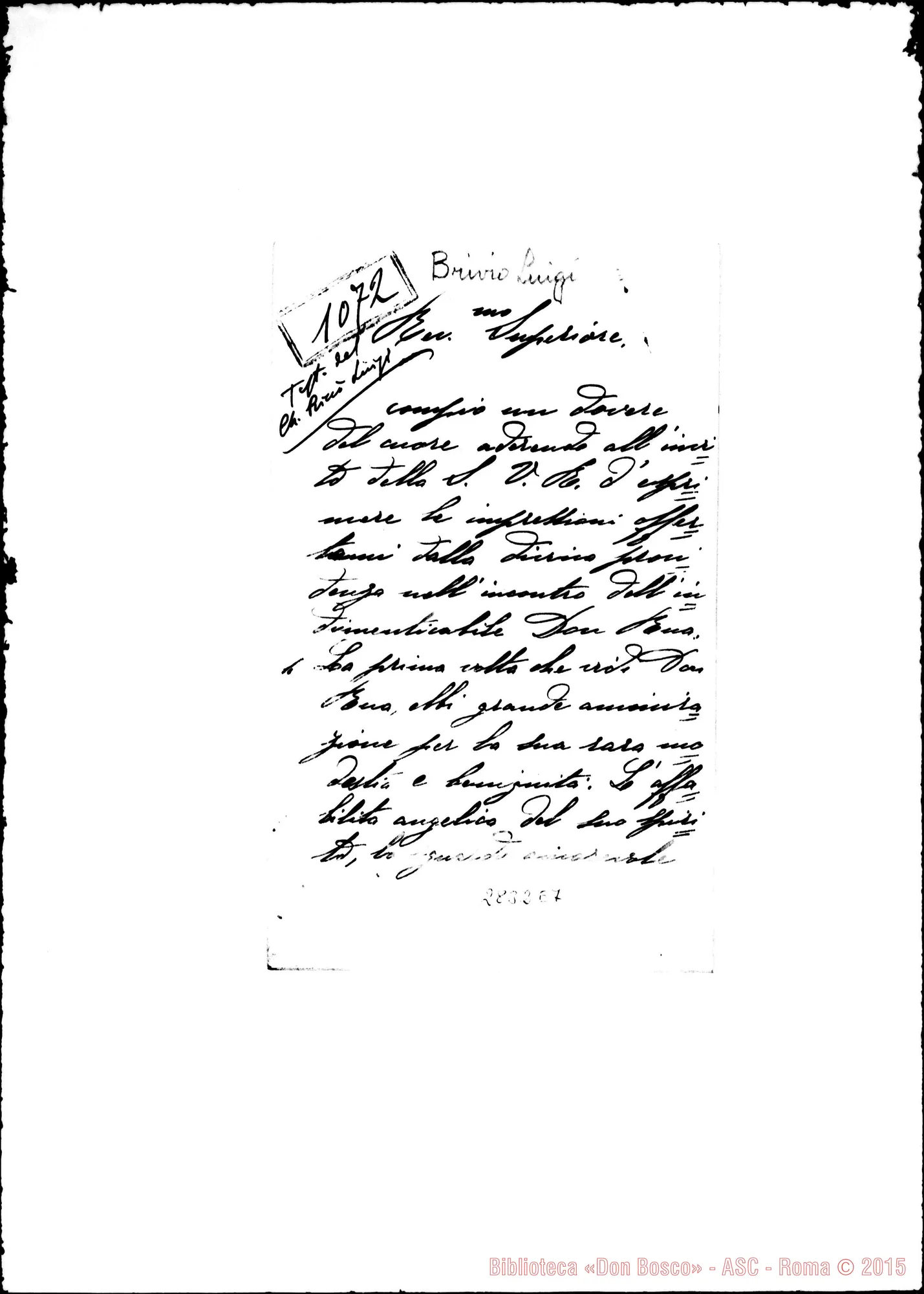 Fotogramma E 7 — Brivio Luigi, ch. SDB: Lettera A Rev.mo Superiore