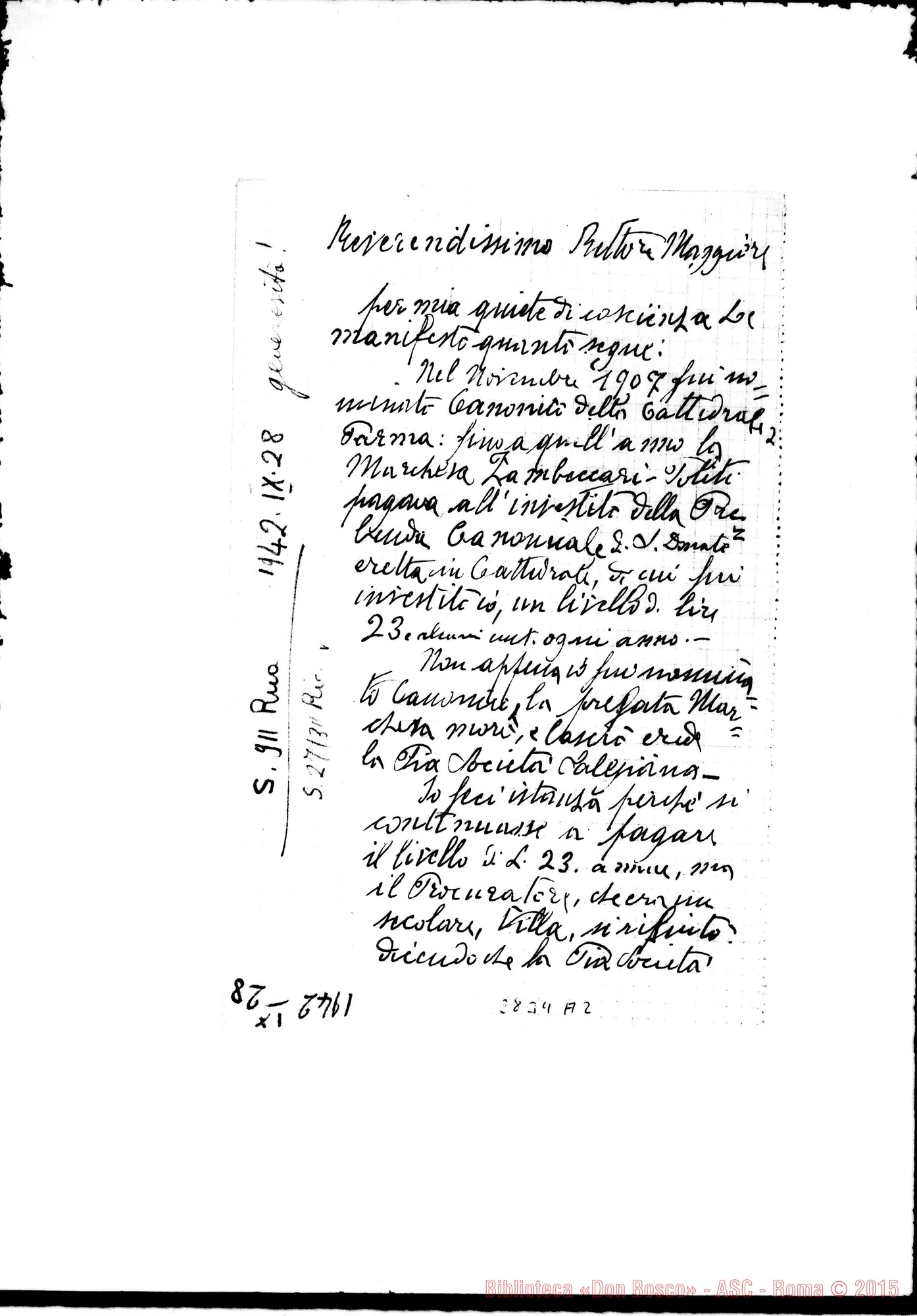 Fotogramma A 2 — Camisa Pompeo, sac.: Lettera al Rettor Maggiore. Parma, 28-09-1942