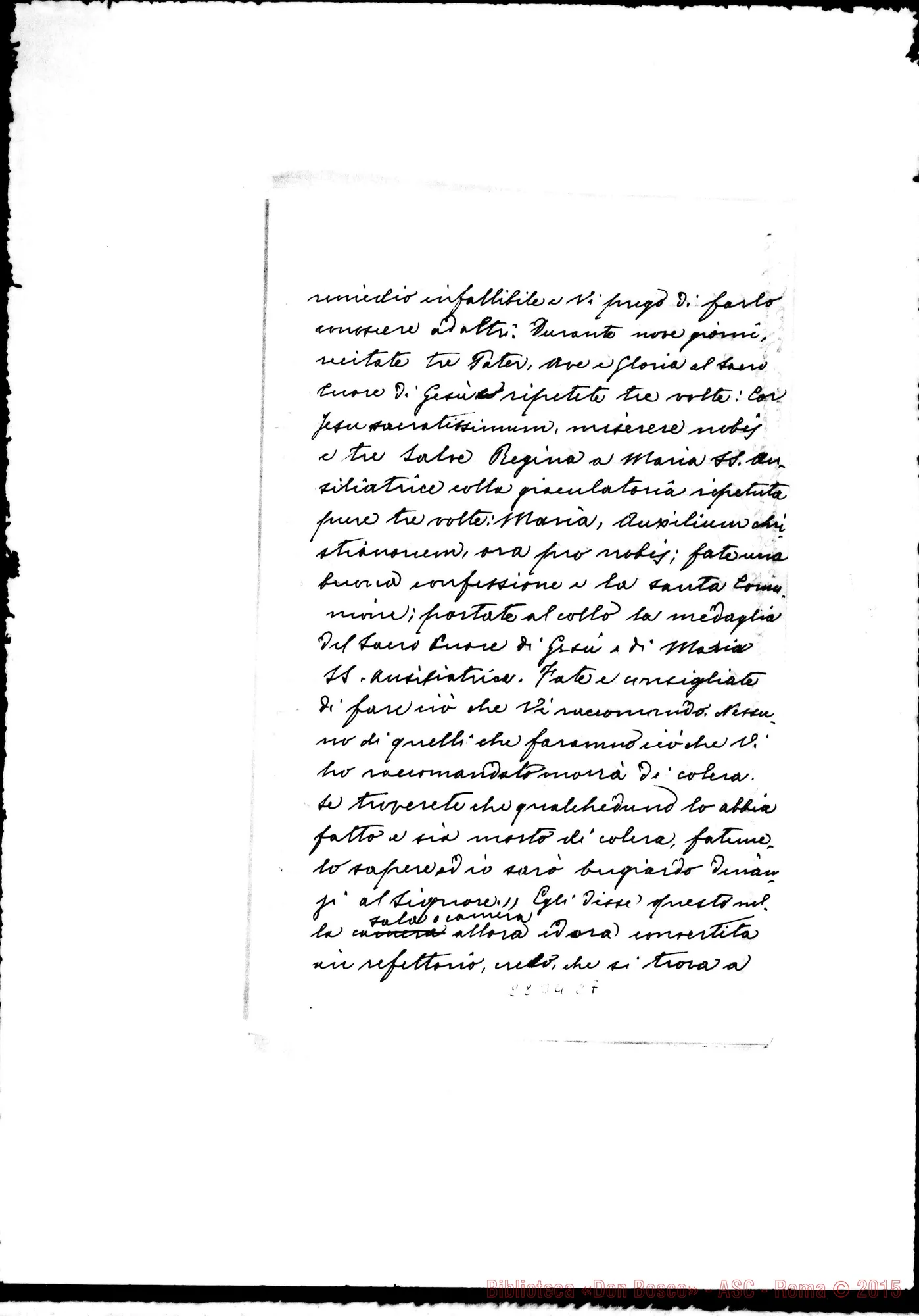 Fotogramma C 7 — Lettera A Don Rinaldi. Manca la parte finale