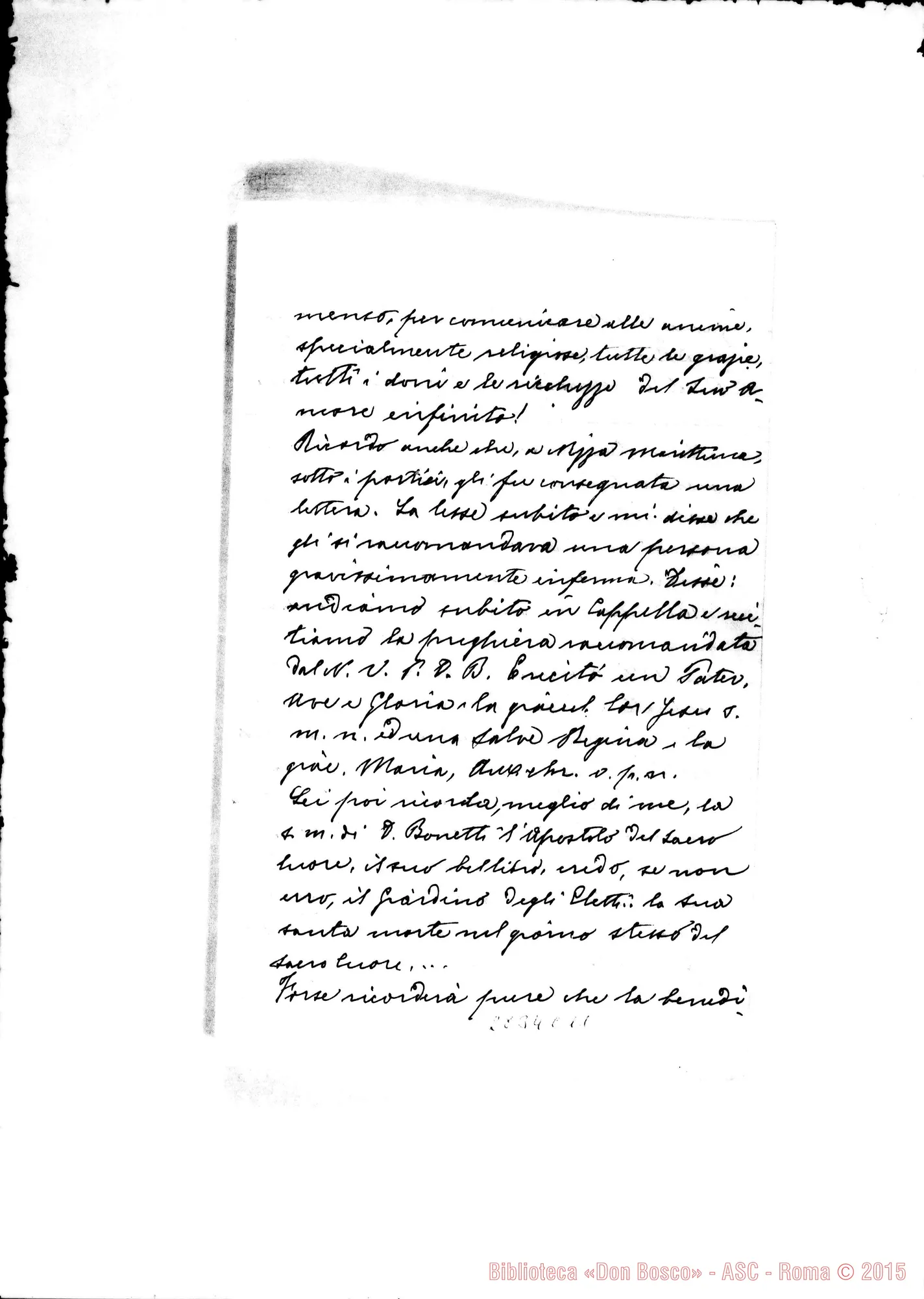 Fotogramma C 11 — Lettera A Don Rinaldi. Manca la parte finale
