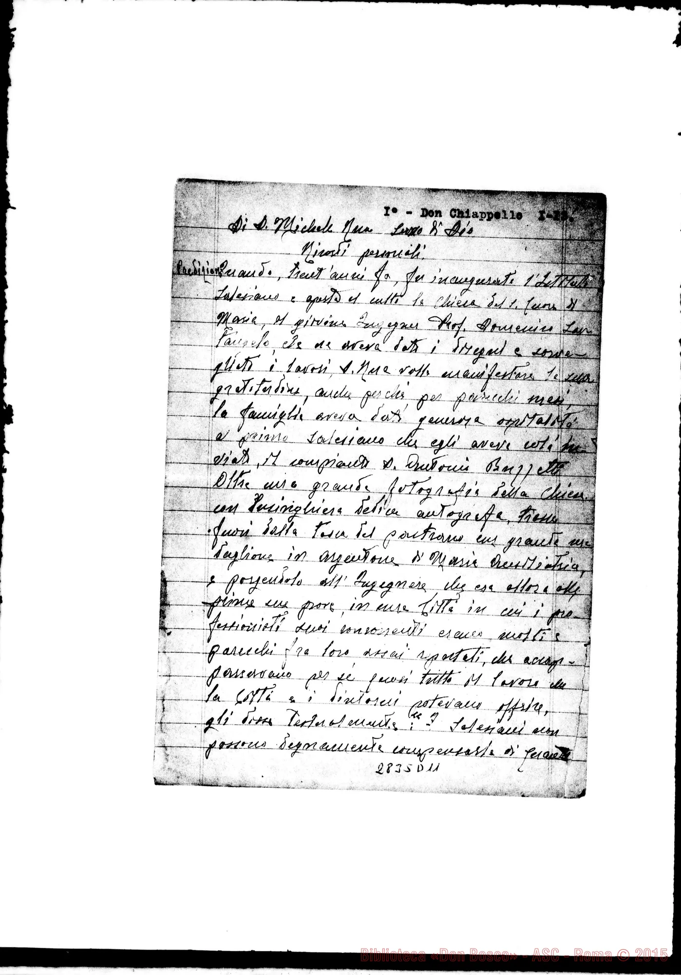 Fotogramma D 11 — Chiapello Tommaso, SDB: Memorie date da D. Chiapello