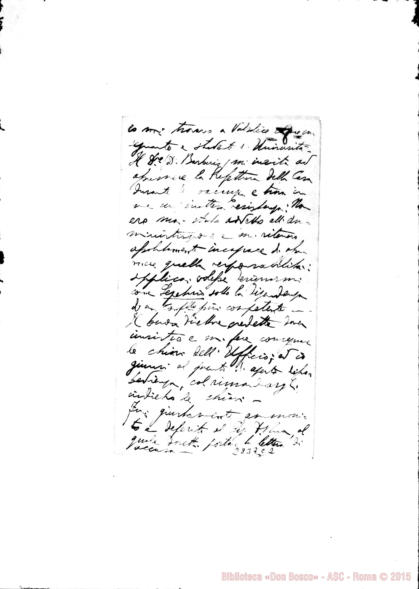 Fotogramma C 2 — Costa Lodovico, SDB: Lettera A D. Amadei su D. Rua
