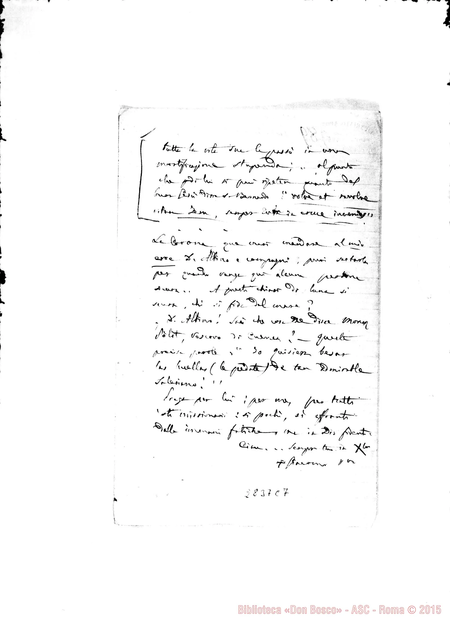 Fotogramma C 7 — Costamagna Giacomo, Mons., SDB: Lettera A D. Amadei E relazione