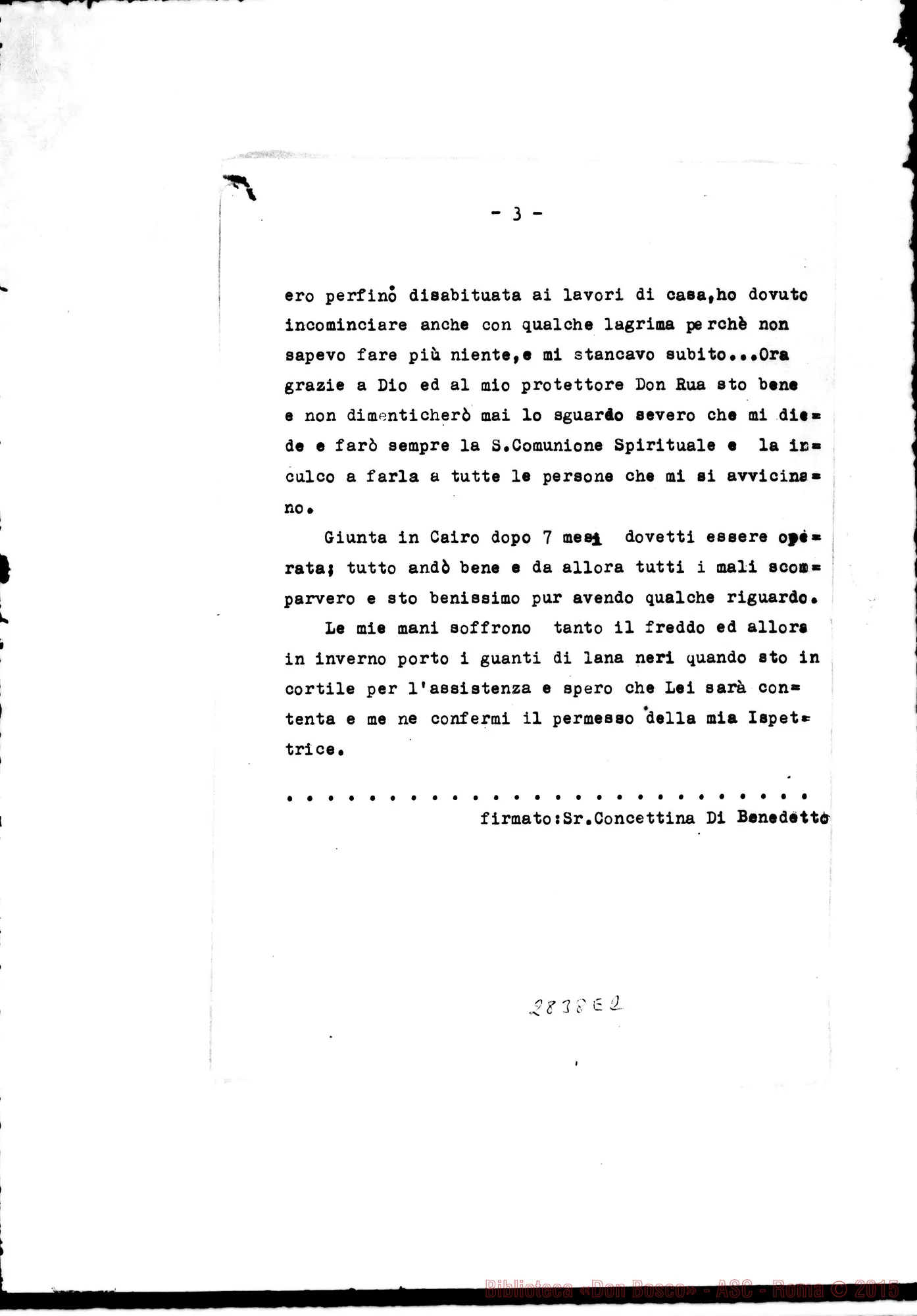 Fotogramma E 2 — Di Benedetto Concettina, suora: Da una lettera alla Madre