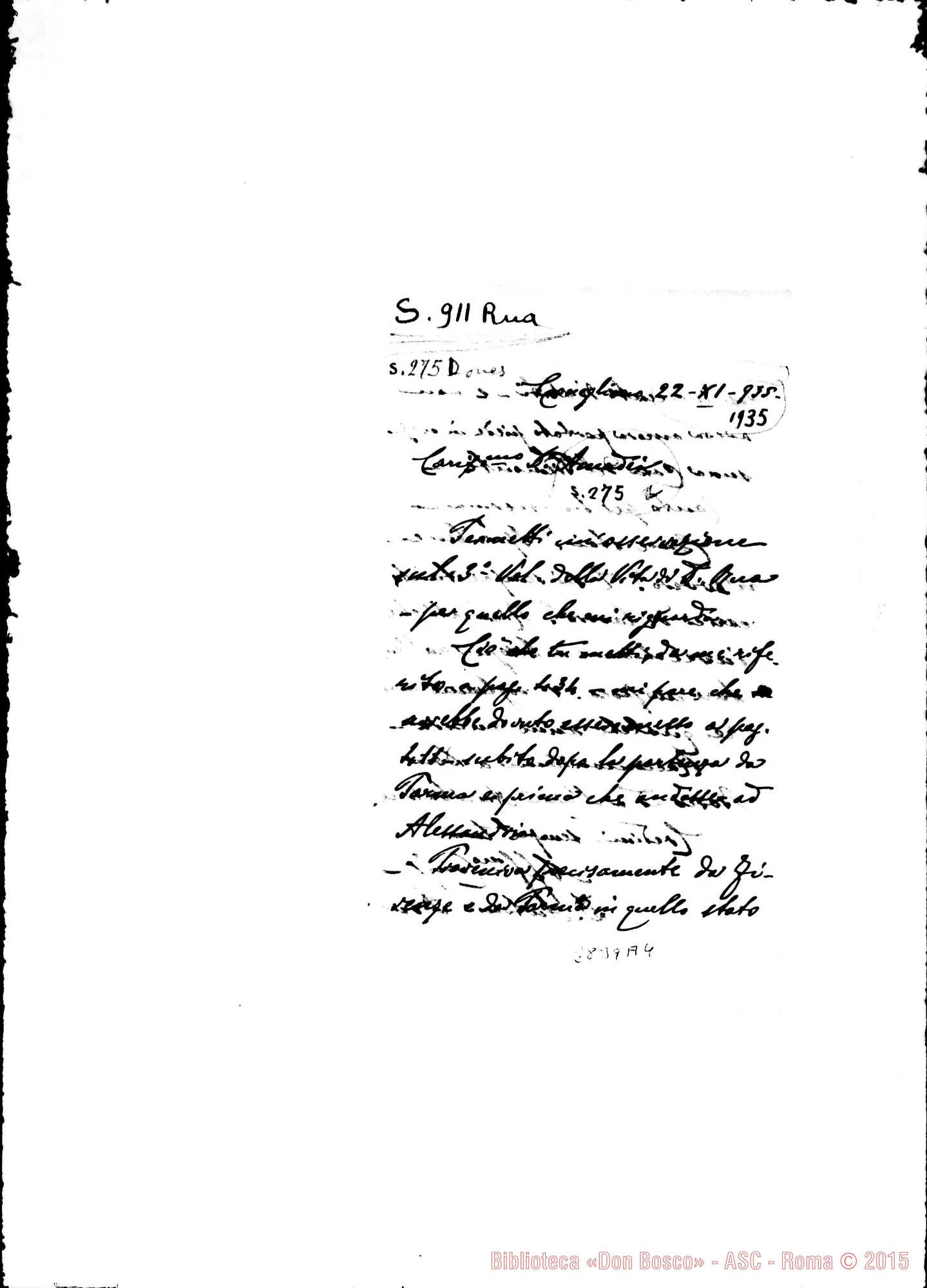 Fotogramma A 4 — Lettera A D. Amadei. Conegliano, 22-11-1935