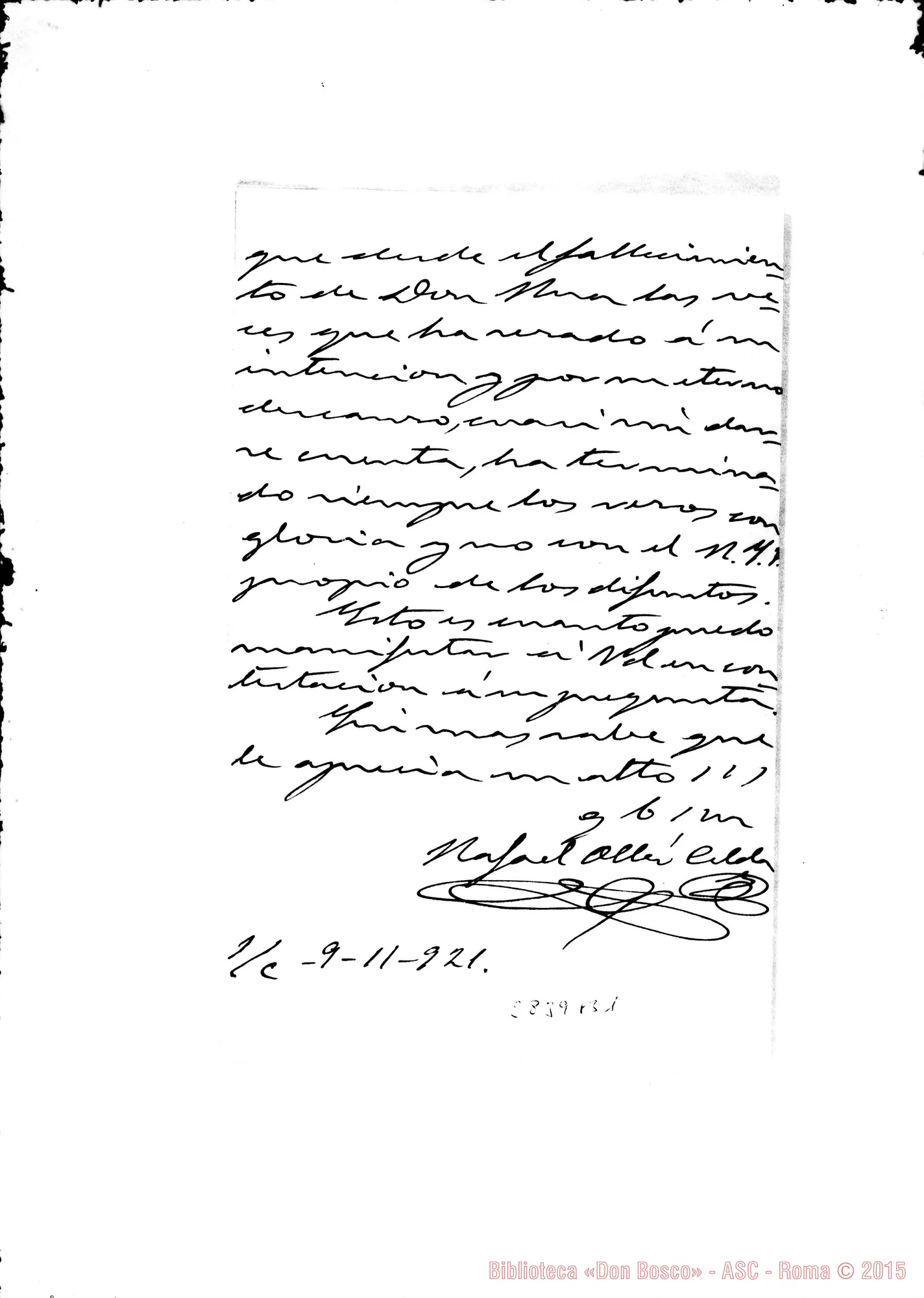Fotogramma B 1 — Lettera acci, indirizzata A Echalecu Eusebio. 9-11-1921