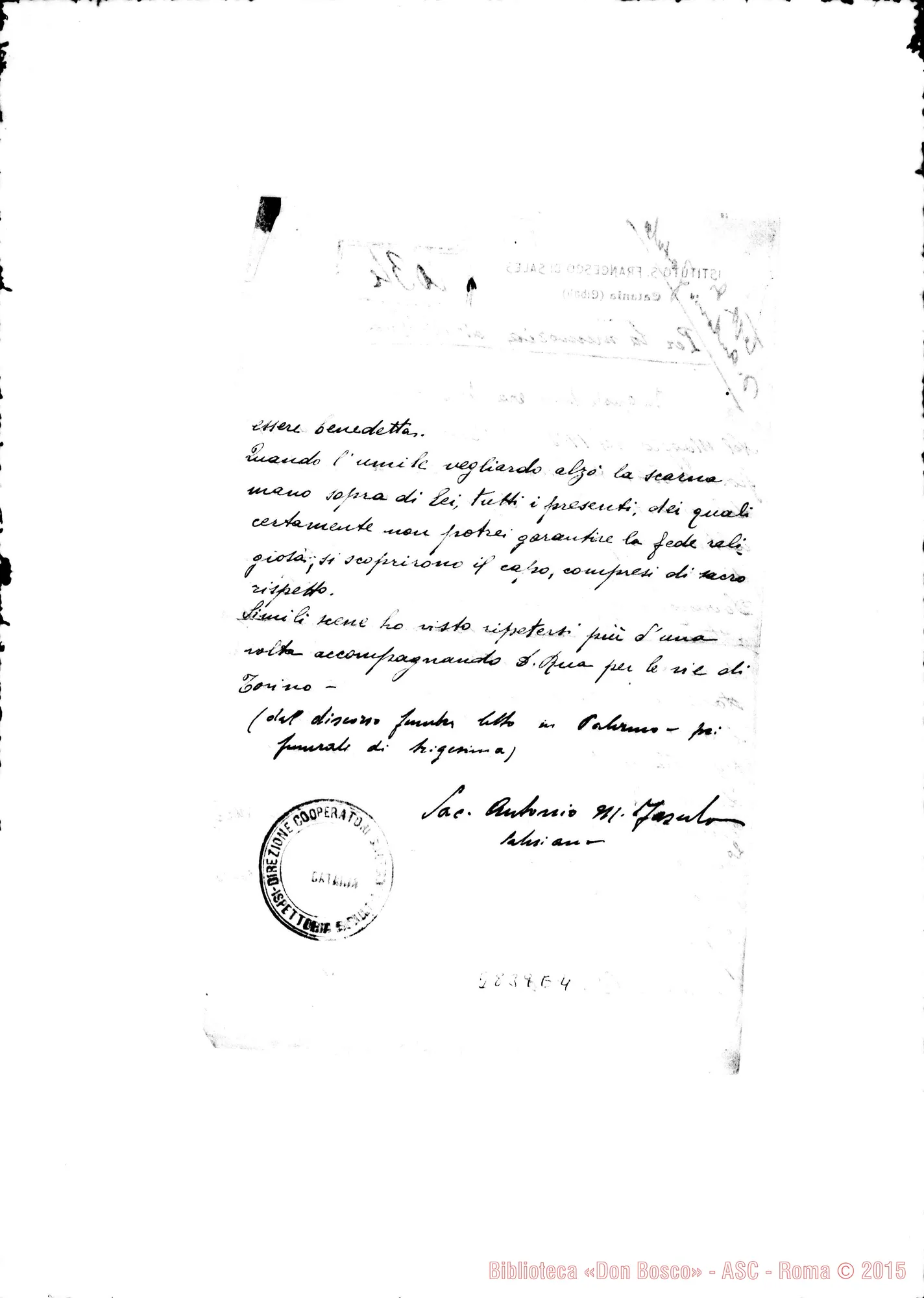 Fotogramma E 4 — Fasulo Antonio, SDB: Per la memoria di D. Rua