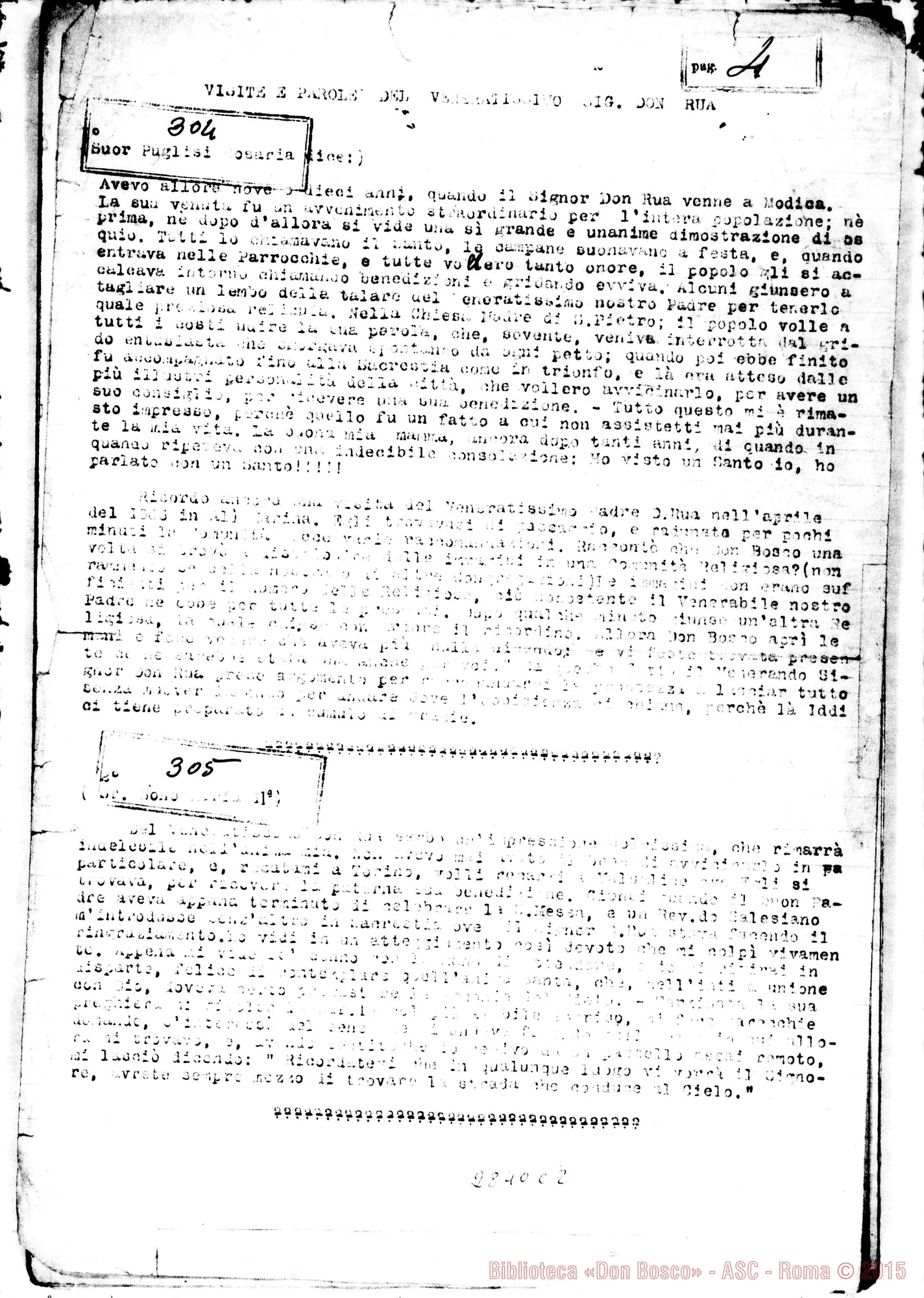 Fotogramma C 2 — FMA: Raccolta fatta da D. Amadei. Sunto di oltre 700 testimonianze di Suore. Copia dt.