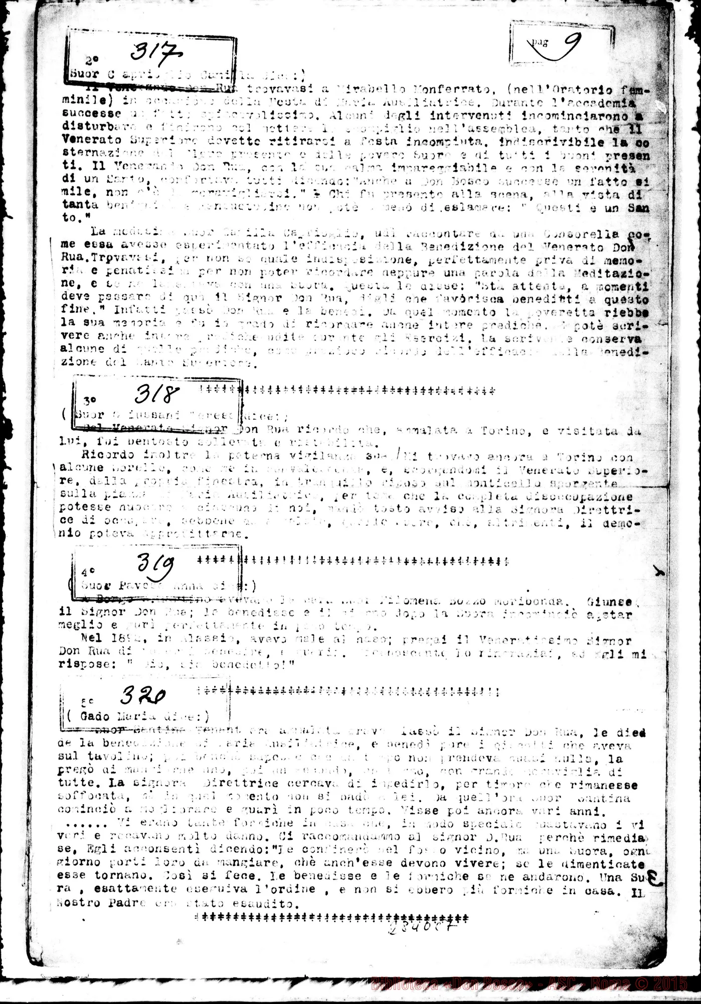 Fotogramma C 7 — FMA: Raccolta fatta da D. Amadei. Sunto di oltre 700 testimonianze di Suore. Copia dt.