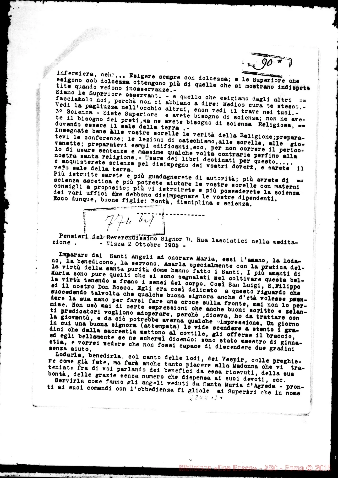 Fotogramma B 7 — FMA: Raccolta fatta da D. Amadei. Sunto di oltre 700 testimonianze di Suore. Copia dt.