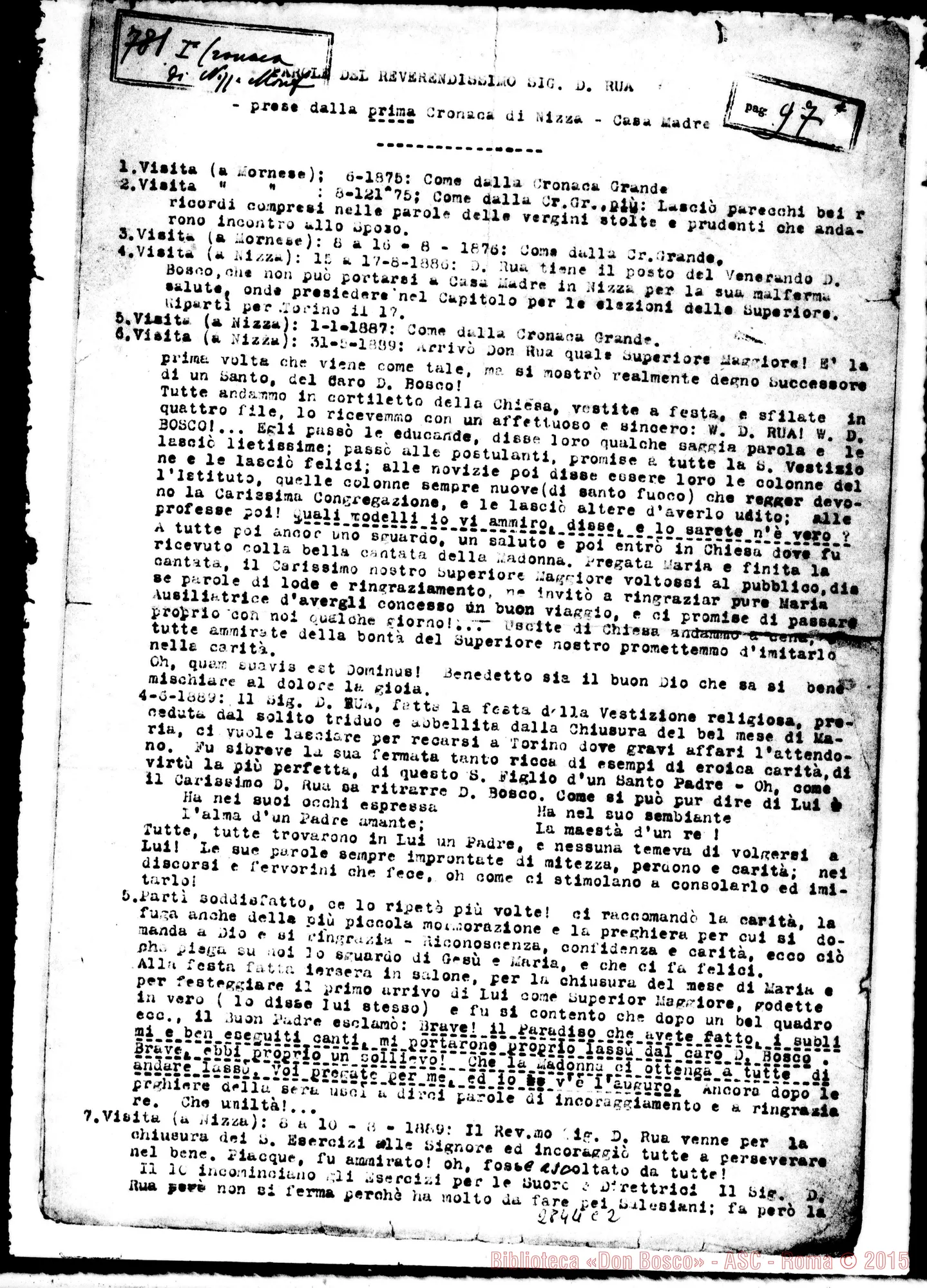 Fotogramma C 2 — FMA: Raccolta fatta da D. Amadei. Sunto di oltre 700 testimonianze di Suore. Copia dt.