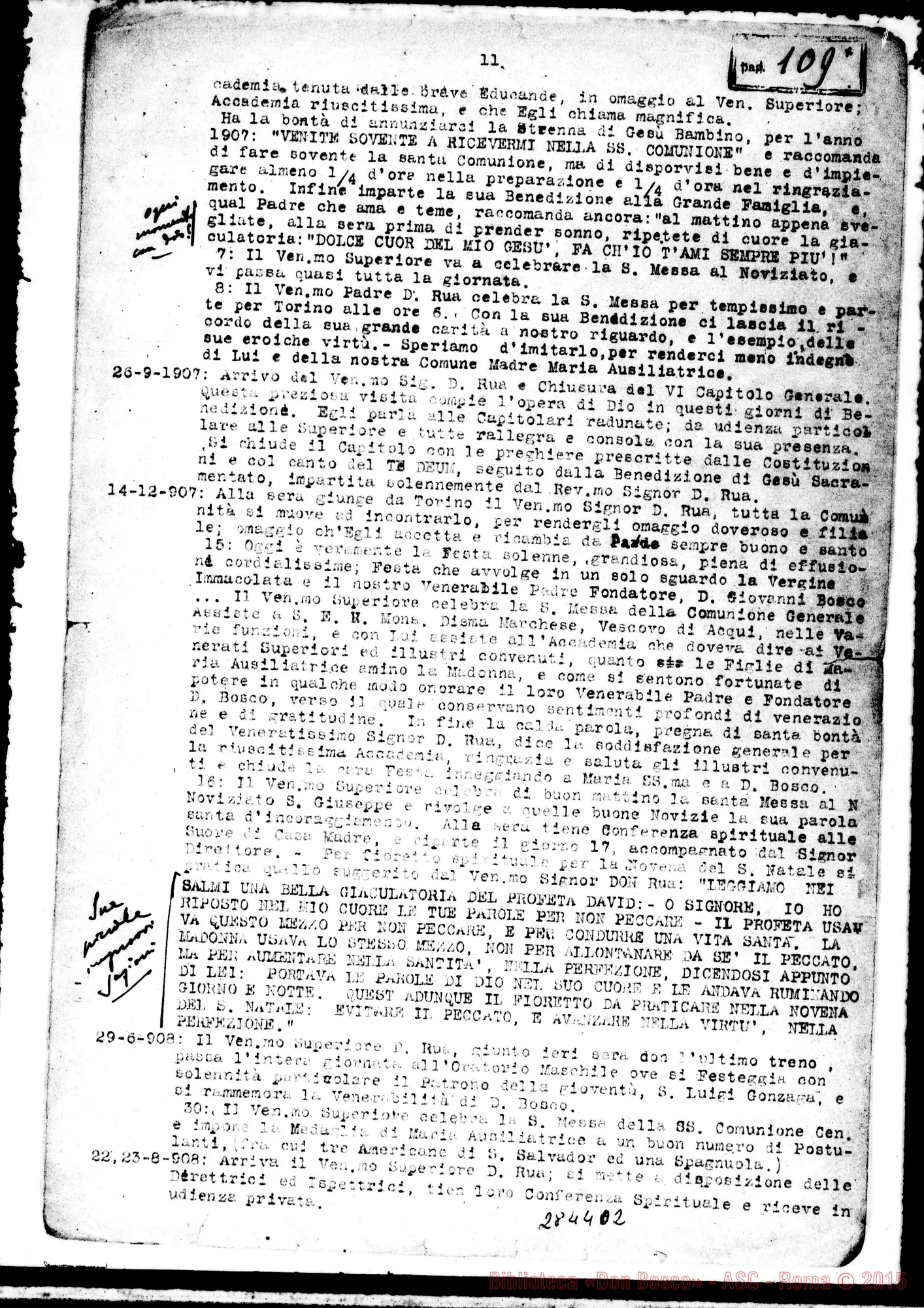 Fotogramma D 2 — FMA: Raccolta fatta da D. Amadei. Sunto di oltre 700 testimonianze di Suore. Copia dt.