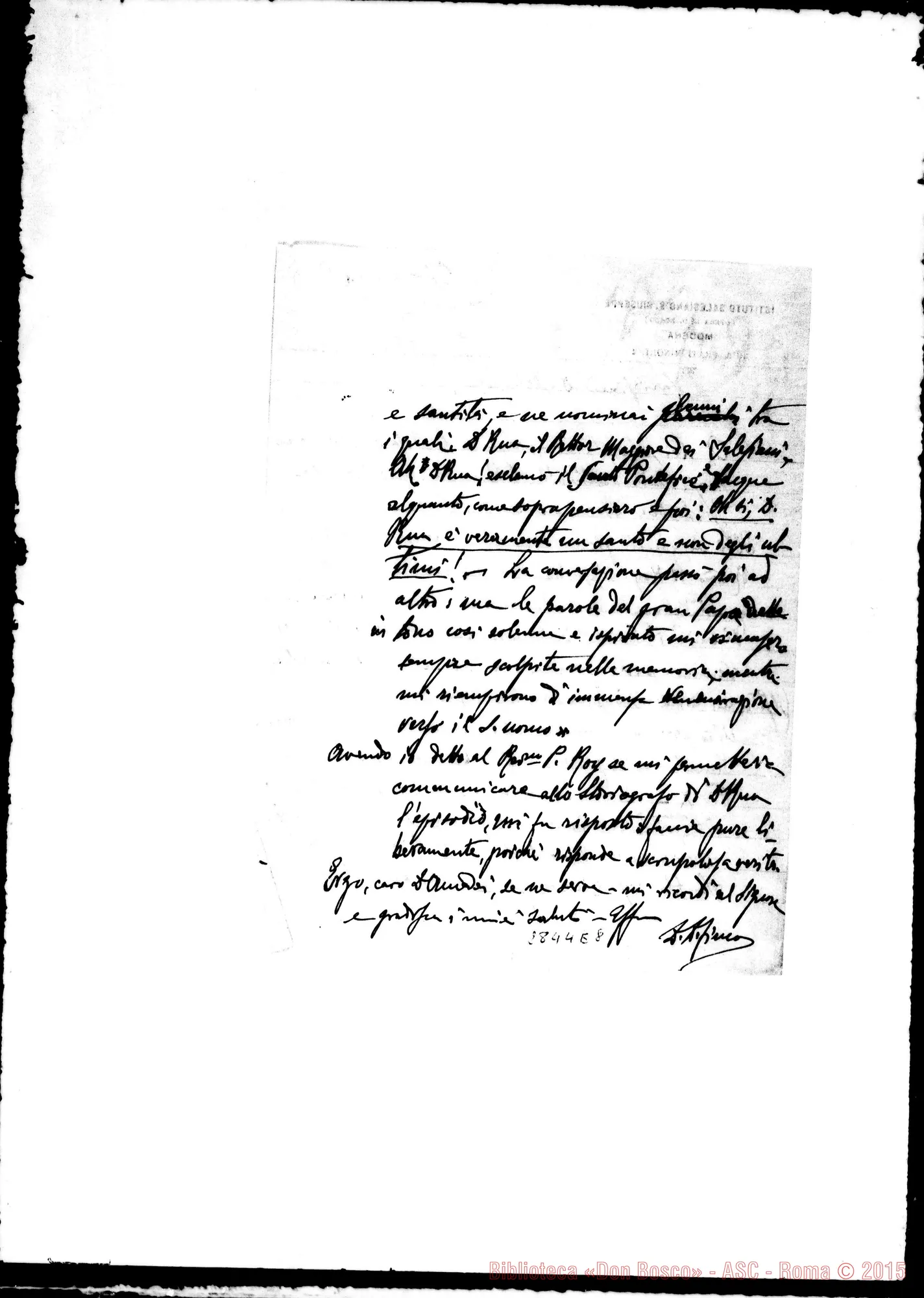 Fotogramma E 8 — Fineo Domenico: Lettera A D. Amadei