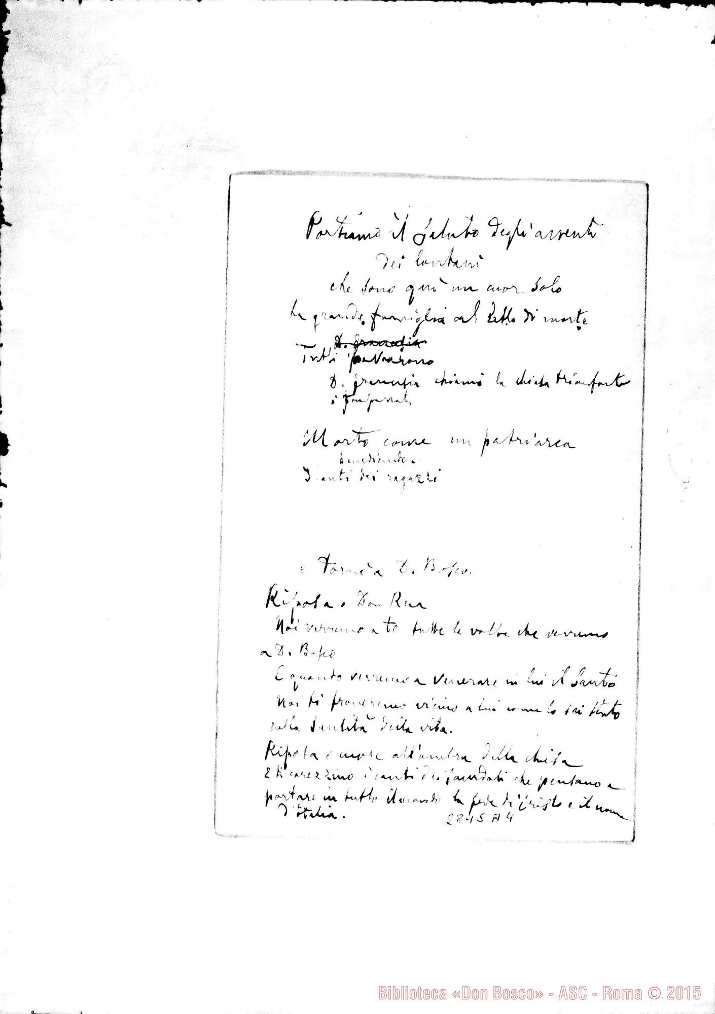 Fotogramma A 4 — Fino Saverio, Avv.: Discorso dell'Awocato alla benedizione della Cappella funeraria di D. Rua