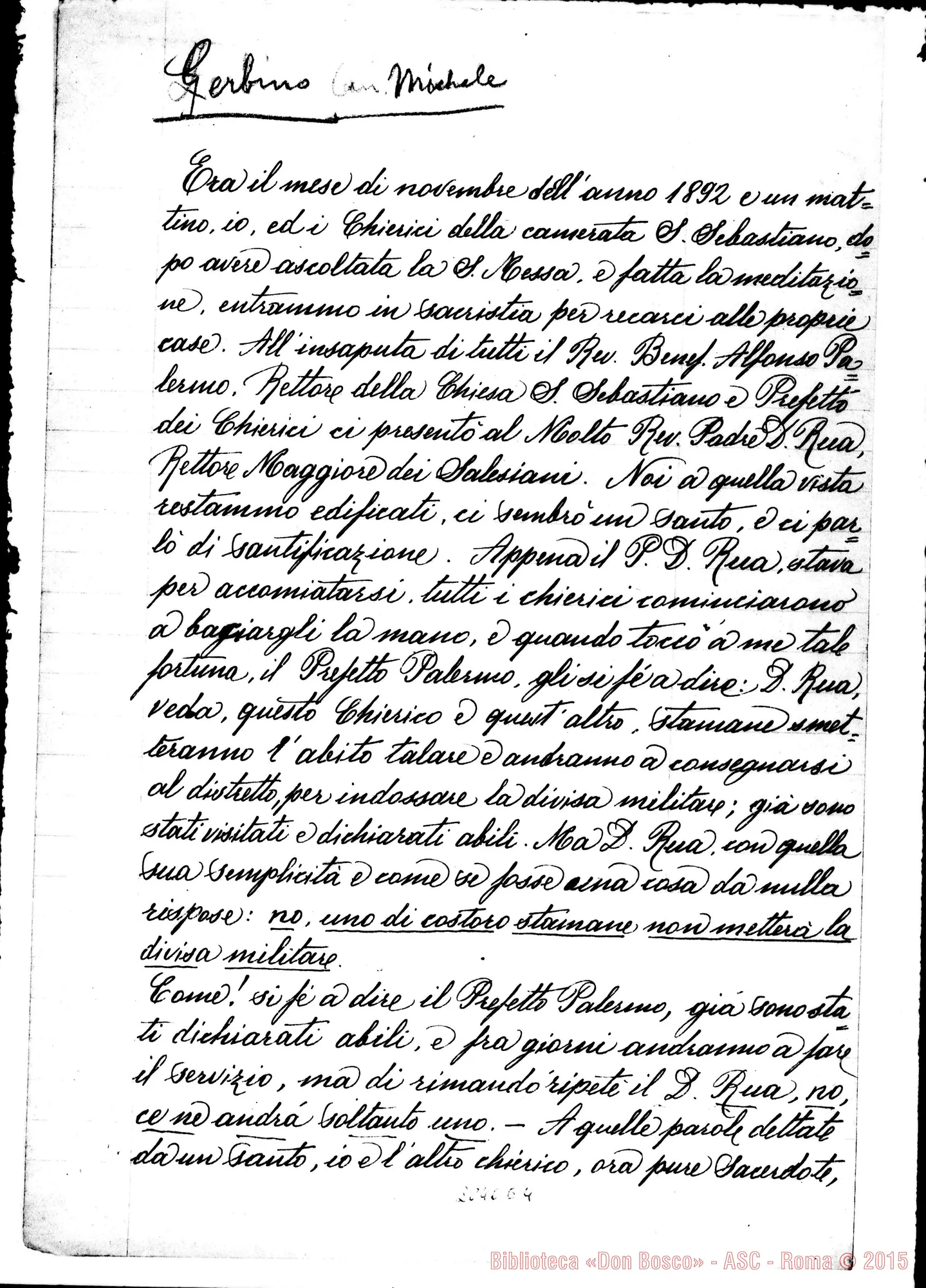 Fotogramma E 4 — Gerbino Michele, can.: Testimonianza. Caltanissetta, 1-10-1920