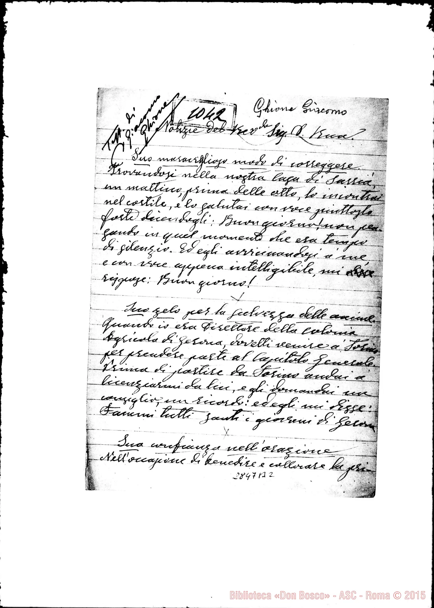 Fotogramma B 2 — Ghione Giacomo, SDB: Notizie del Rev.do Sig. D. Rua