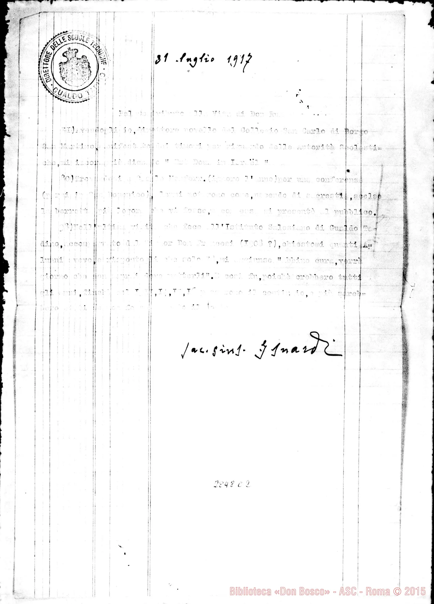 Fotogramma C 2 — Per contributo alla vita di D. Rua. 31-07-1917 dt.