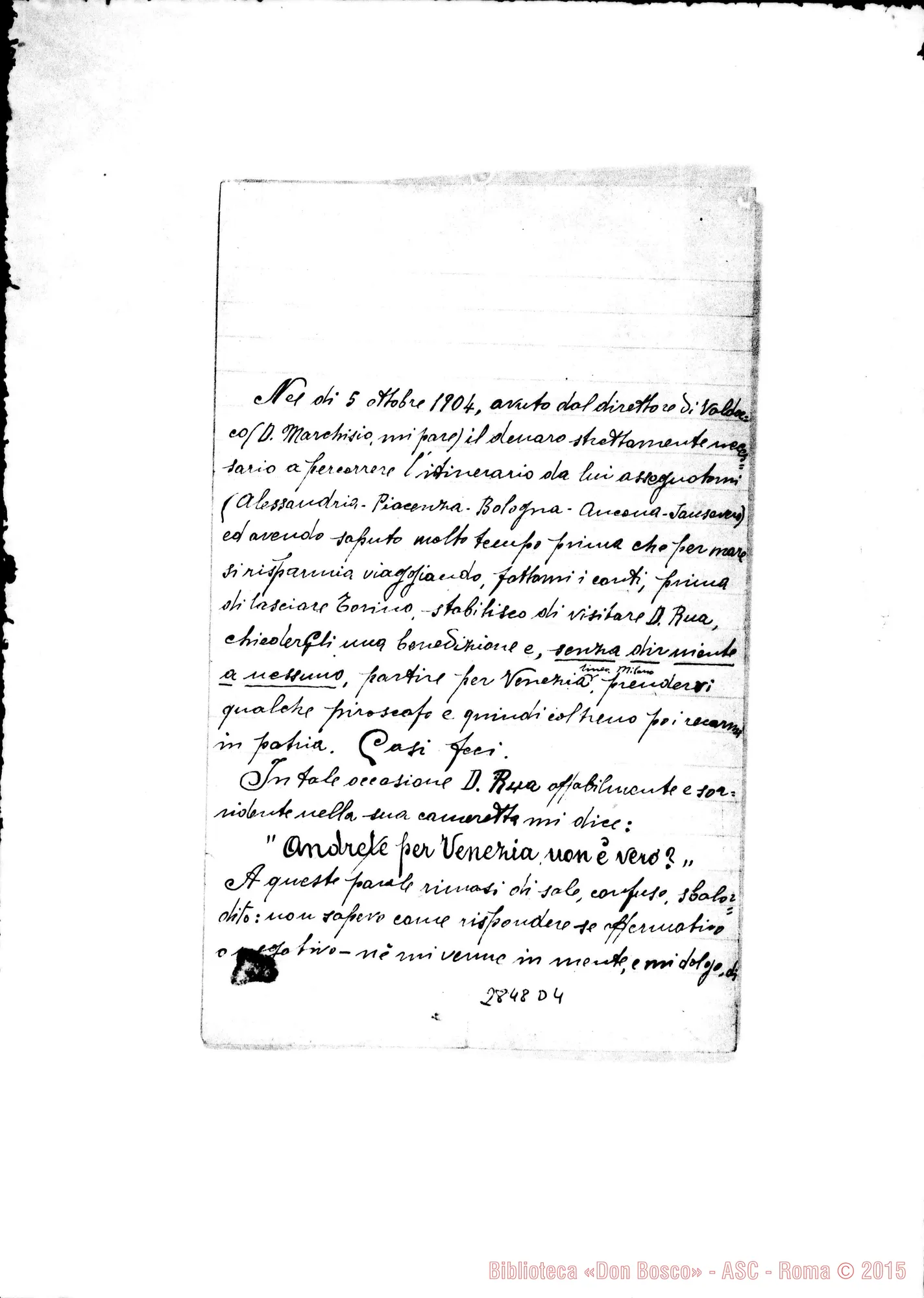 Fotogramma D 4 — Lops Luigi, sac.: Lettera A D. Rinaldi. Sansevero, 26-06-1910