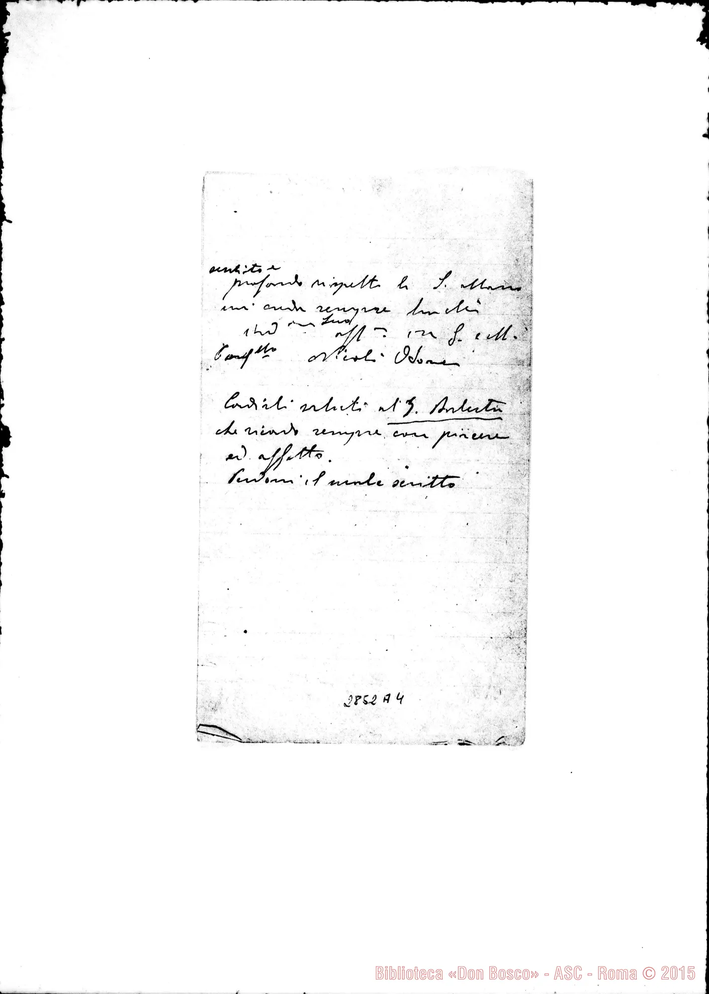 Fotogramma A 4 — Odone Nicolò, SDB: Lettera A D. Gusmano. Sampierdarena, 24-08-1923