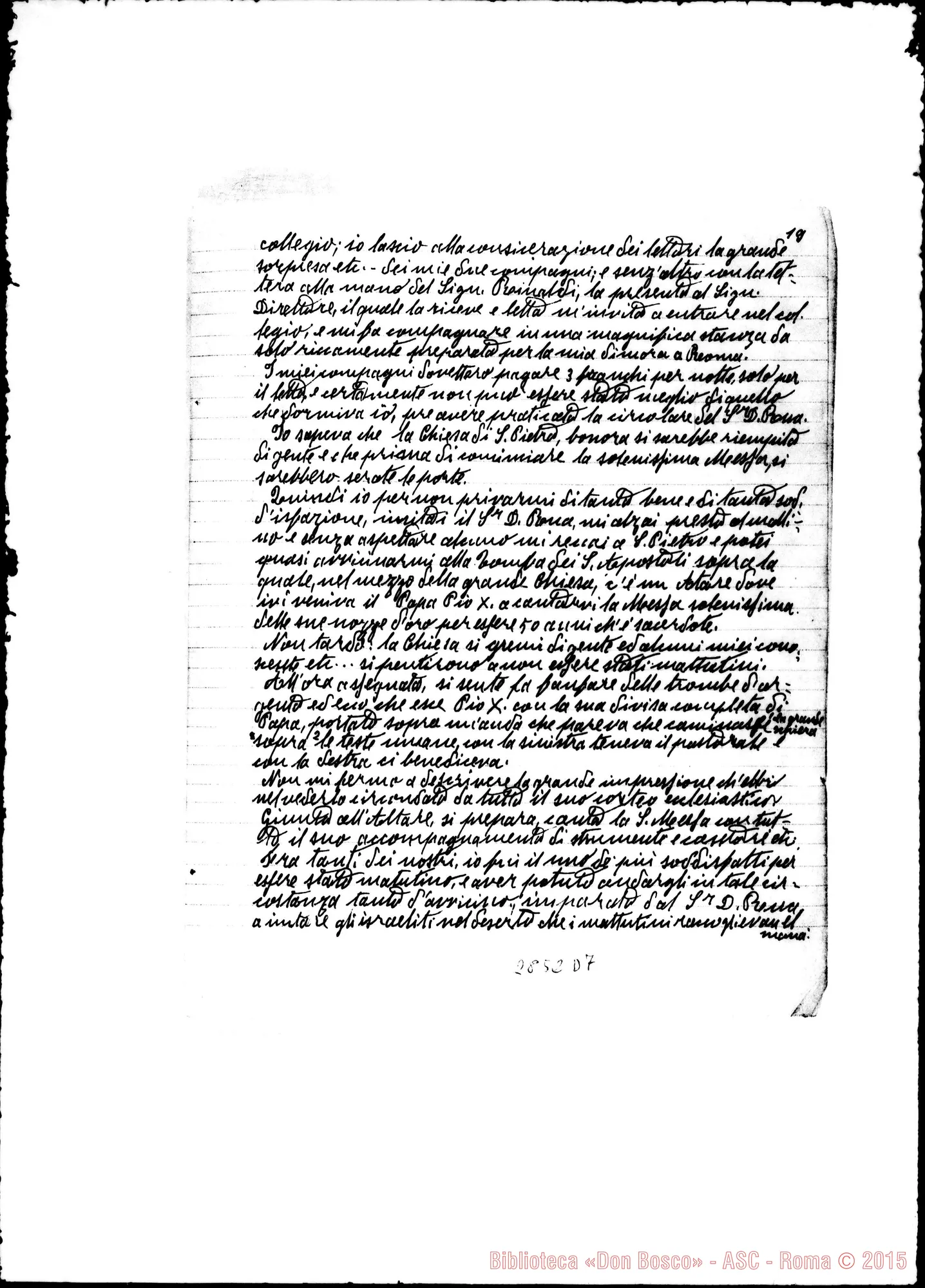 Fotogramma D 7 — Ortombina Paolo Maria, SDB: Lettera A D. Rinaldi: Ricordi di D. Rua