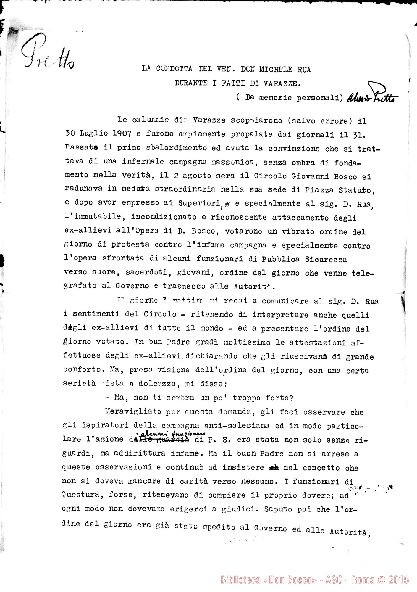 Fotogramma E 2 — Pretto Alessio: Memorie personali sui fatti di Varazze