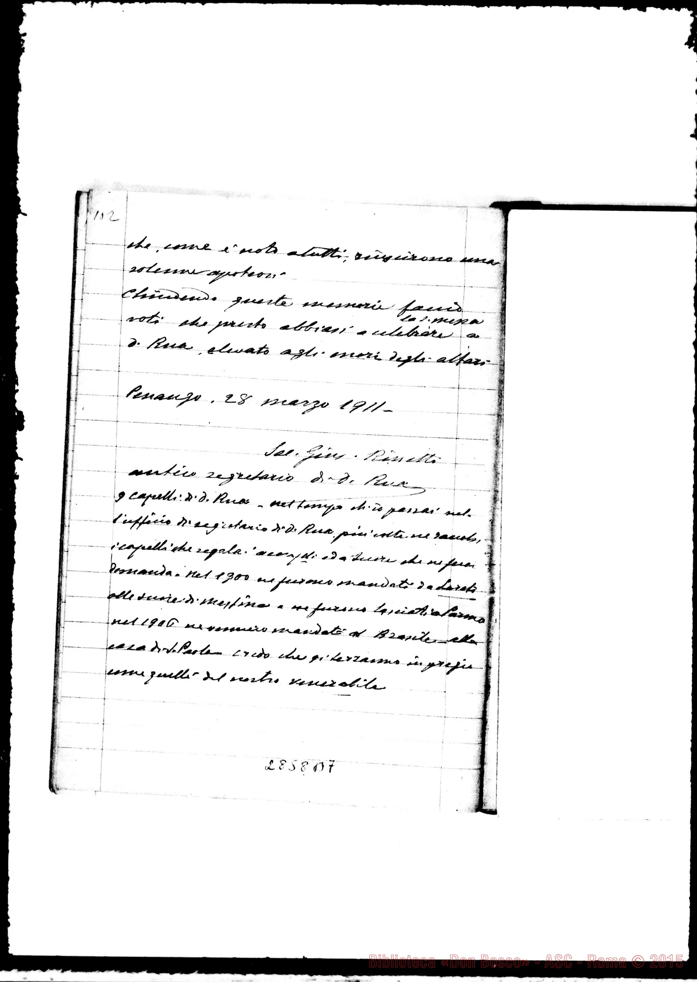 Fotogramma B 7 — Rinetti Giuseppe, SDB: «Memorie biografiche di D. Rua»