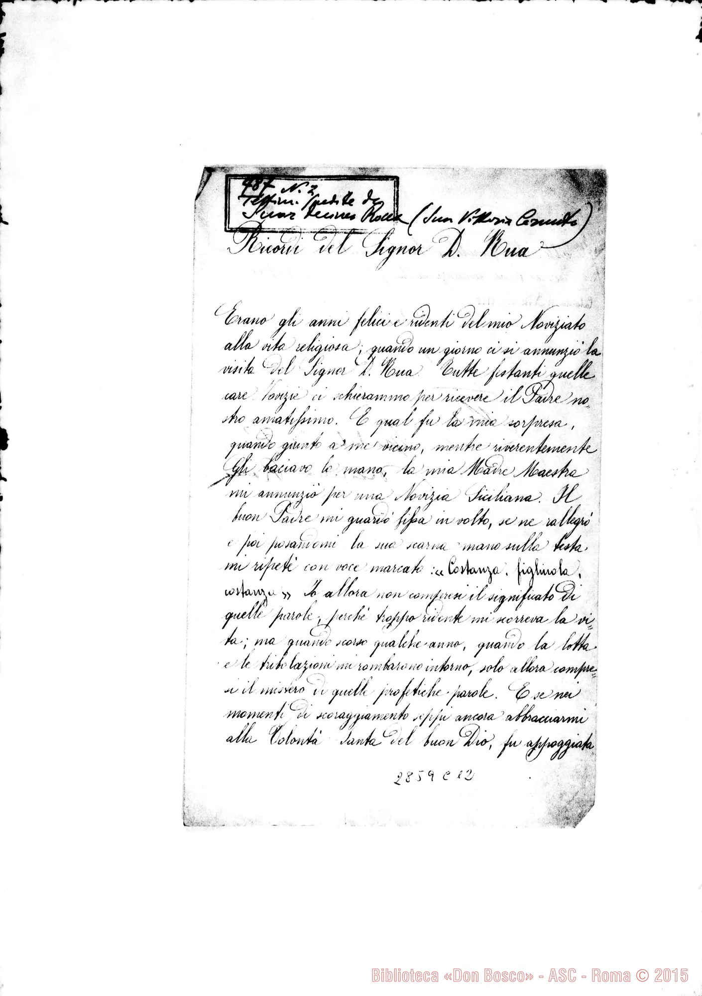Fotogramma C 12 — Rocca Decima, suora FMA: Memorie sul Sig. D. Rua
