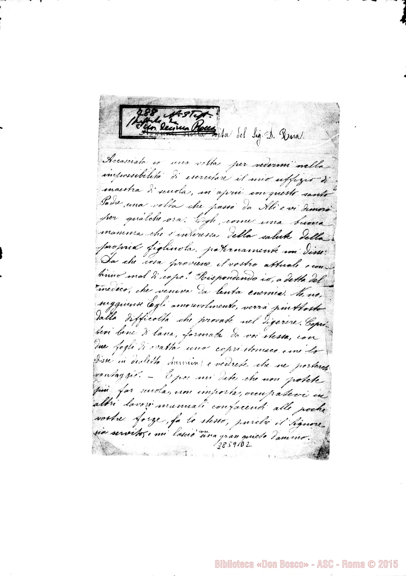 Fotogramma D 2 — Appunti sulla vita del Sig. D. Rua