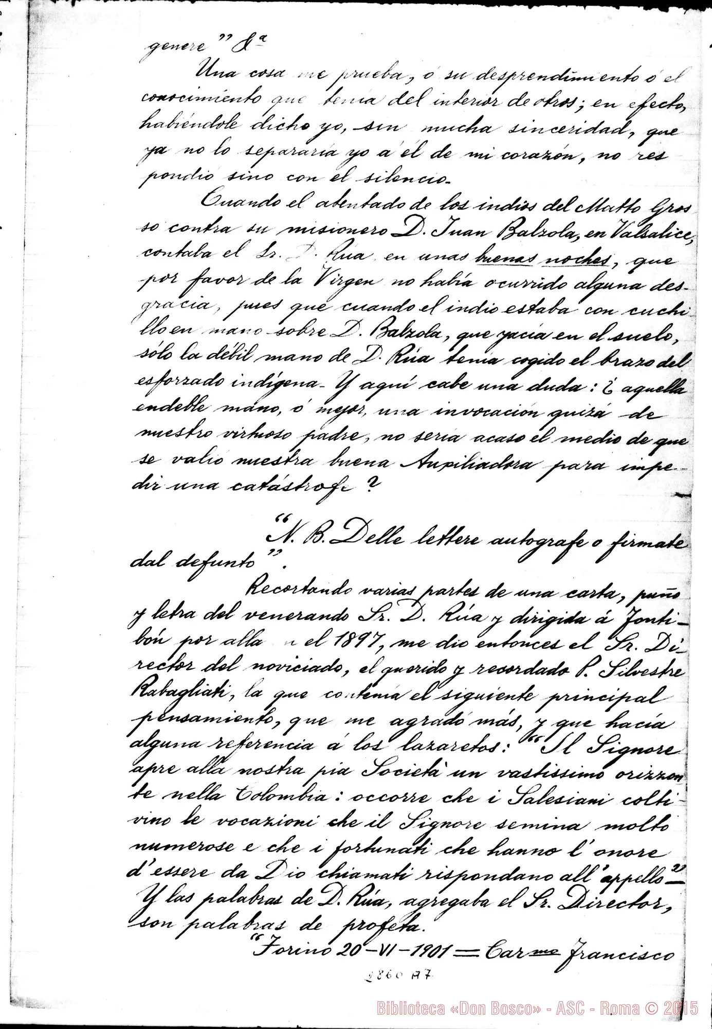 Fotogramma A 7 — Rodriguez Francesco, SDB: Lettera A D. Albera. Mosquera, 2-12-1911