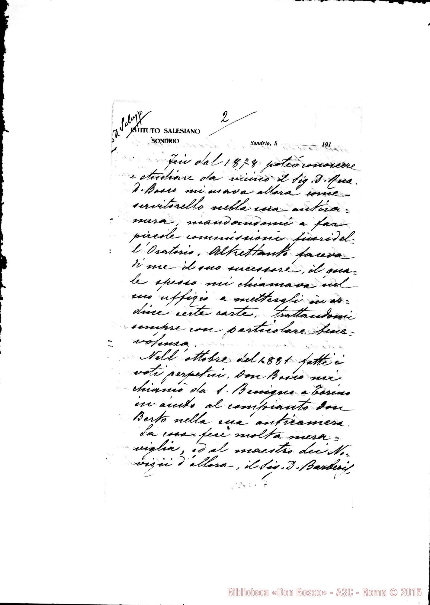 Fotogramma C 7 — Saluzzo Lorenzo, SDB: Lettera A D. Amadei su D. Rua