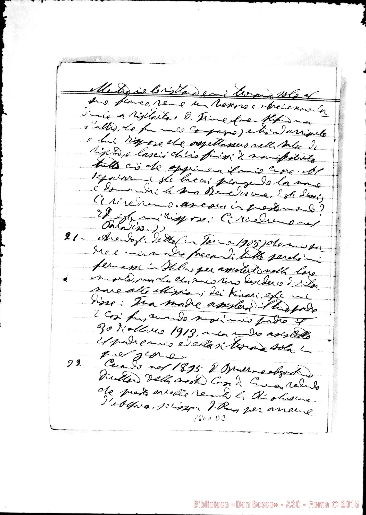 Fotogramma D 2 — Spinelli Francesco, sac.: Notizie su D. Rua