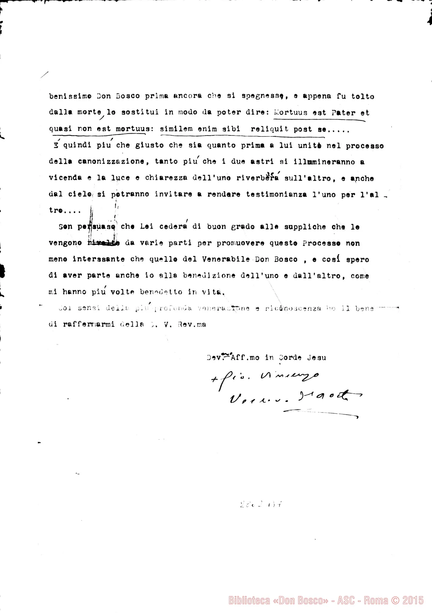 Fotogramma B 7 — Tasso Giovanni Vincenzo, vesc. d’Aosta: Lettera A D. Albera. Aosta, 10-04-1915