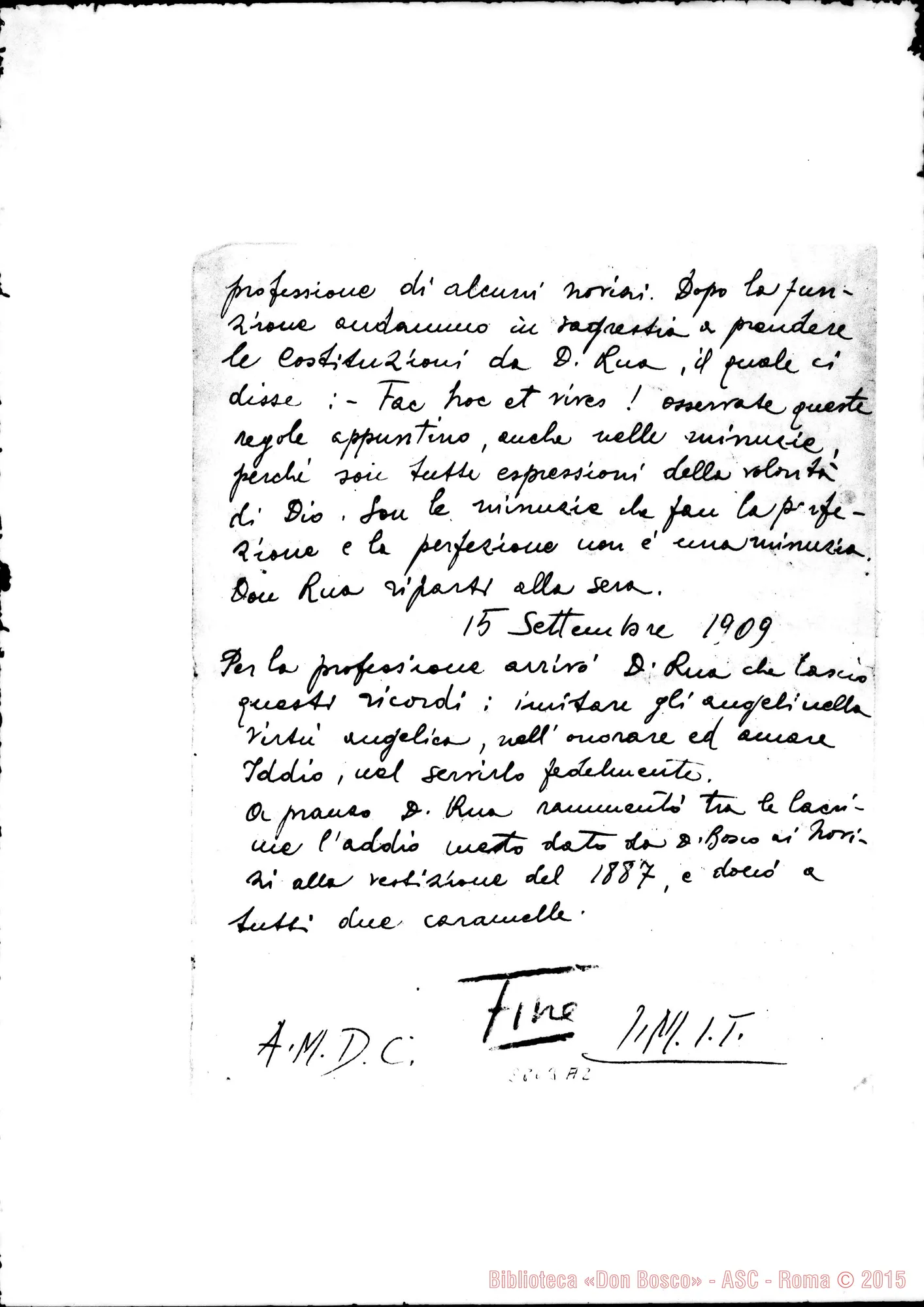 Fotogramma A 2 — Terrone Luigi, SDB: Cenni su D. Rua